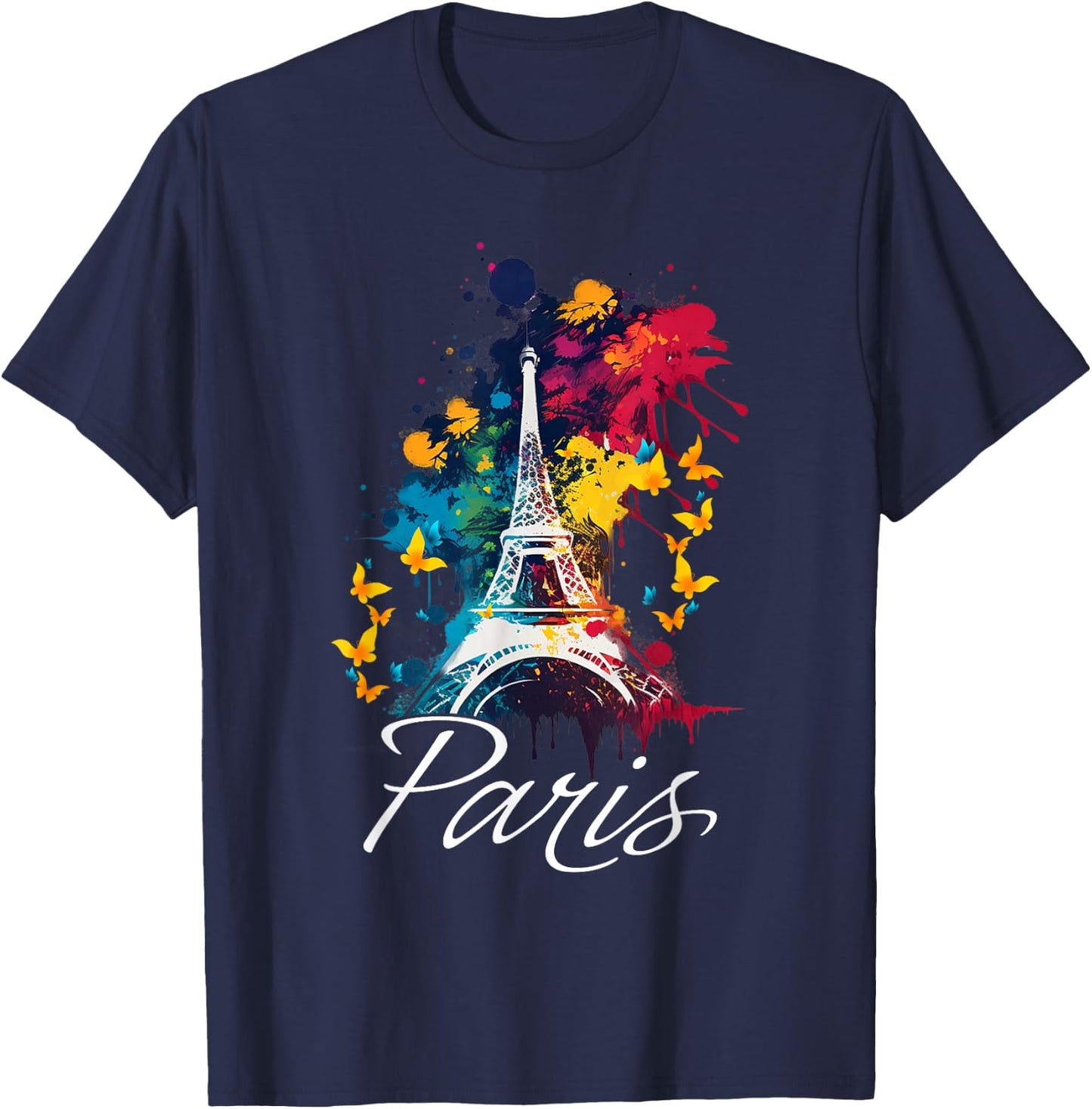 Eiffel Tower Paris Girls Travel Holiday France Souvenir , black T-Shirt - T-Shirt | Navy