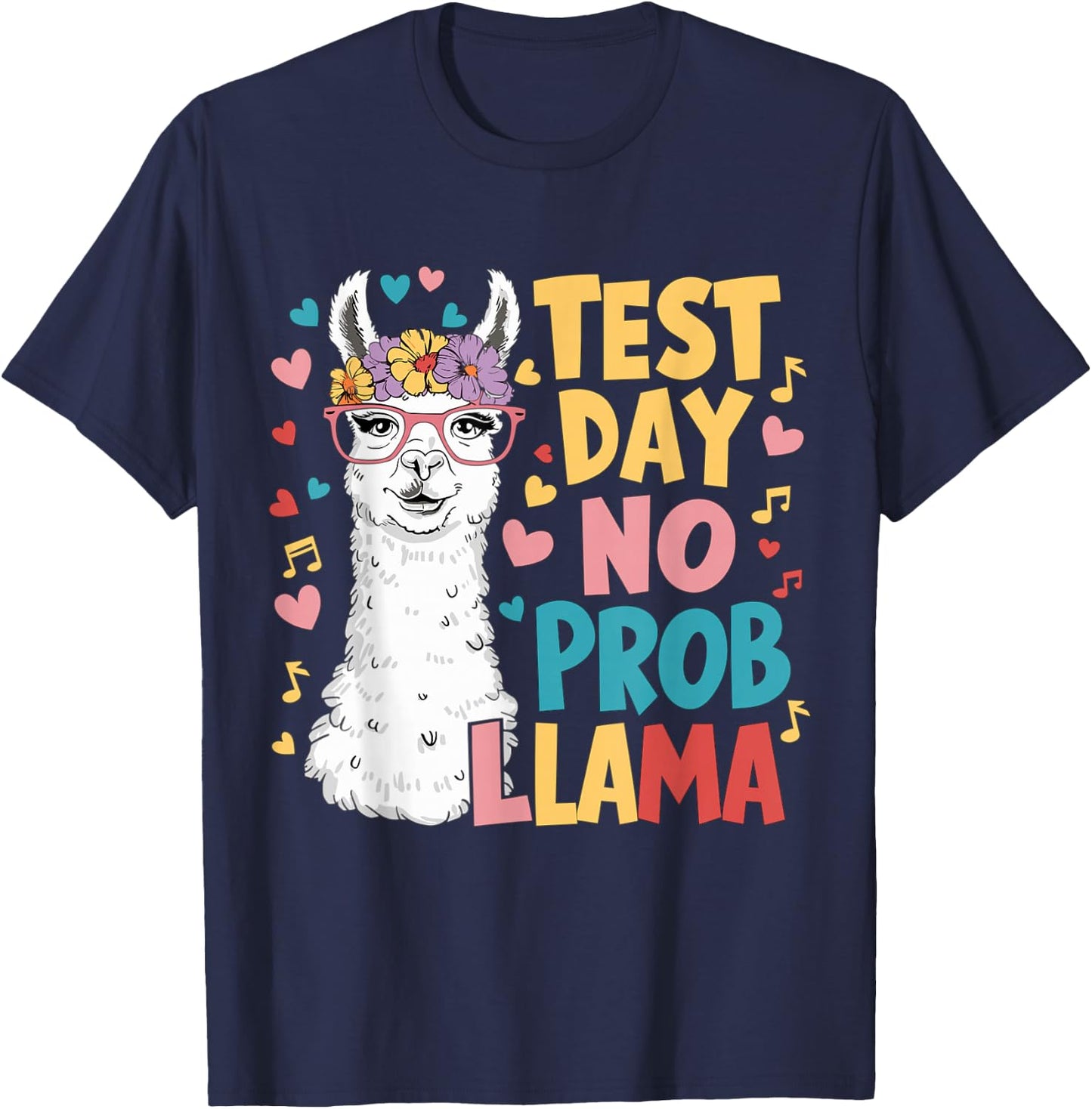 Test Day No Prob-llama Llama Teacher Testing Day T-Shirt - T-Shirt | Navy