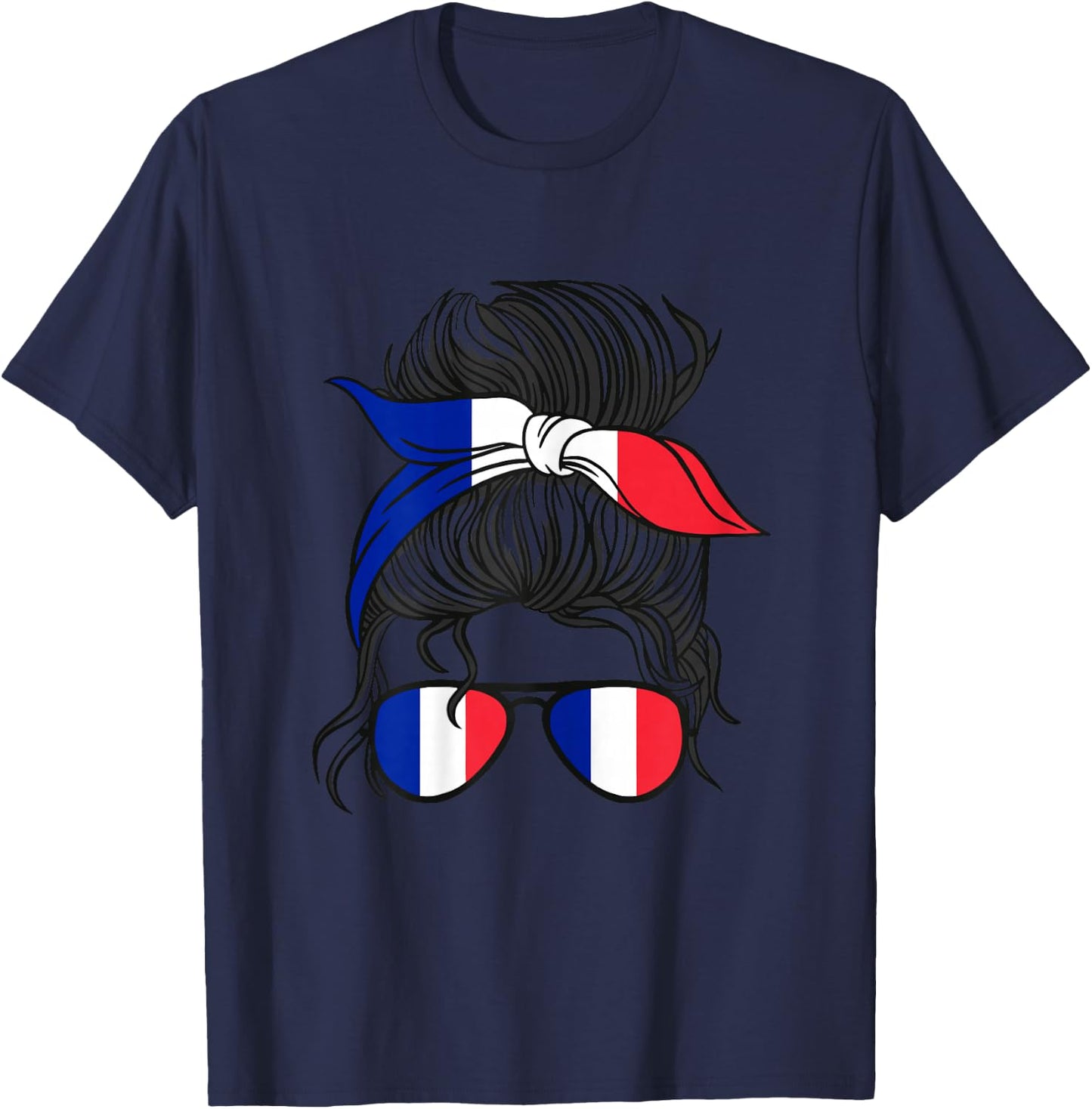 French Girl France French Girl France Women French Flag T-Shirt - T-Shirt | Navy