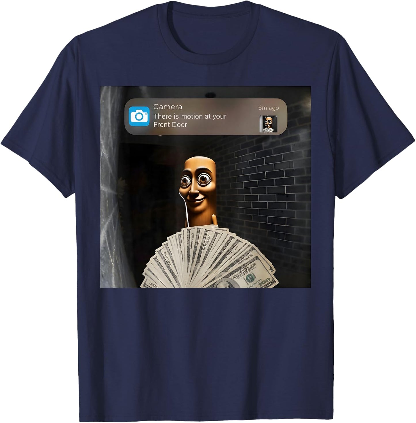 There is Motion at Your Front Door Tung Tung Tung Sahur T-Shirt - T-Shirt | Navy