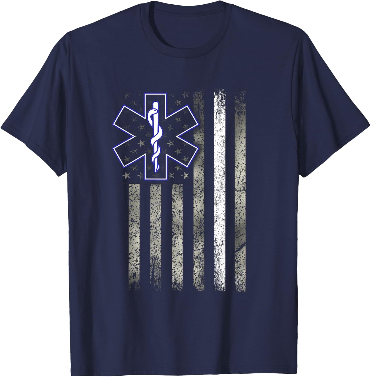EMS EMT Paramedic - US Flag Thin White Line - Patriotic Men T-Shirt - T-Shirt | Navy