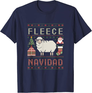 Fleece Feliz Navidad Sheep Ugly Christmas Sweater Sheep T-Shirt - T-Shirt | Navy