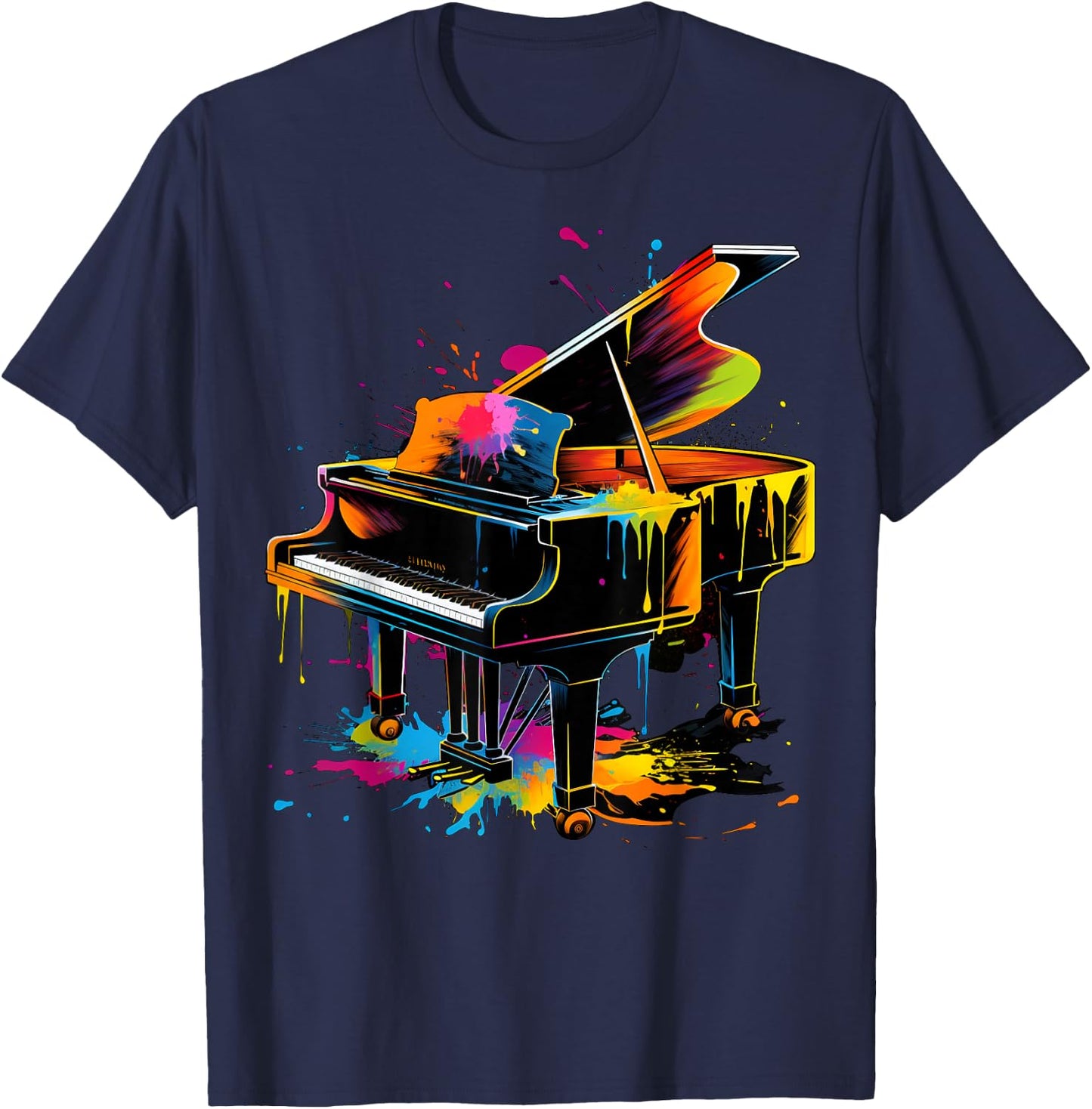 Piano , Women and Children , black T-Shirt - T-Shirt | Navy