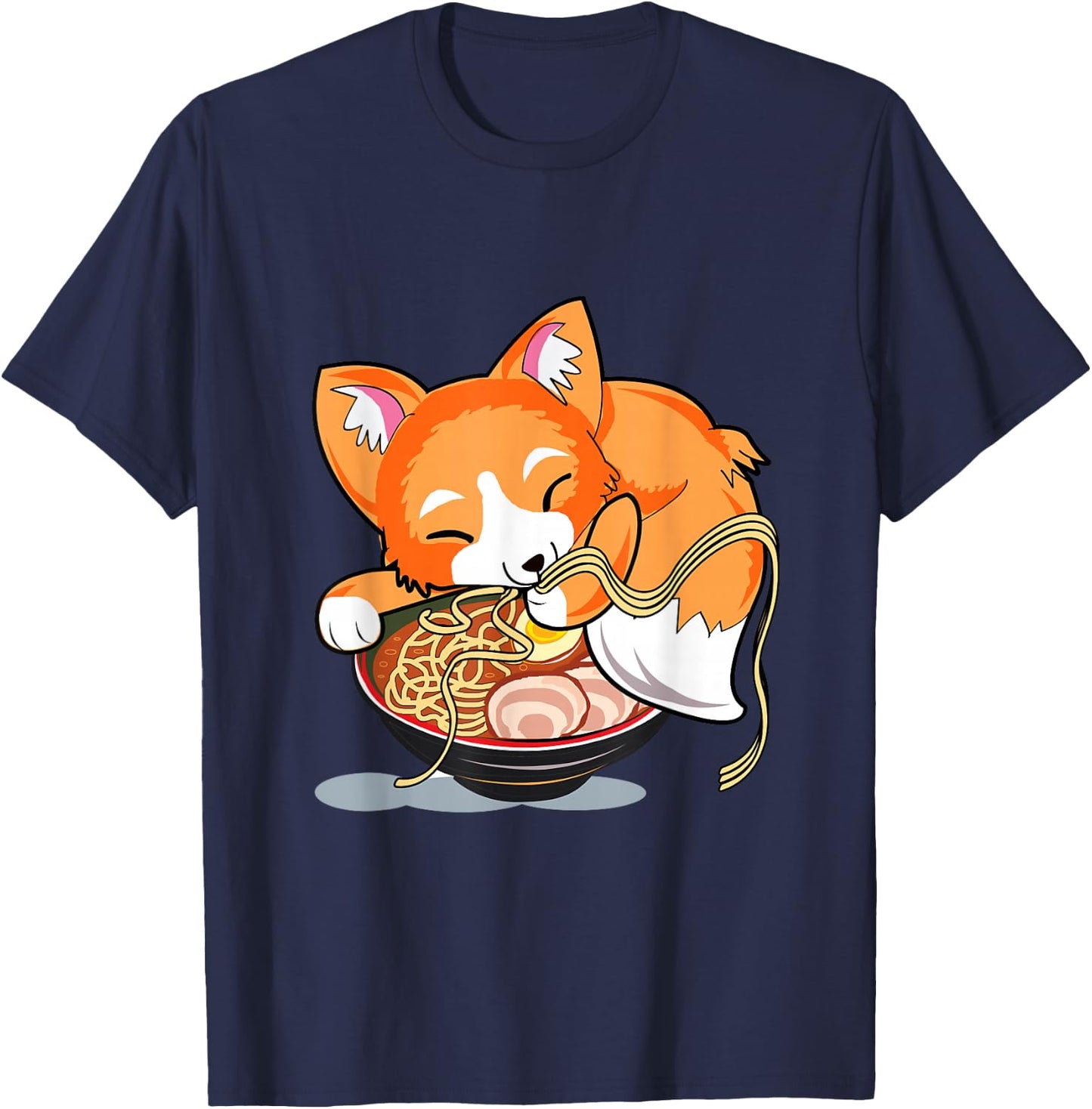 Ramen Noodles Fox Lover Kawaii Japanese Anime T-Shirt - T-Shirt | Navy