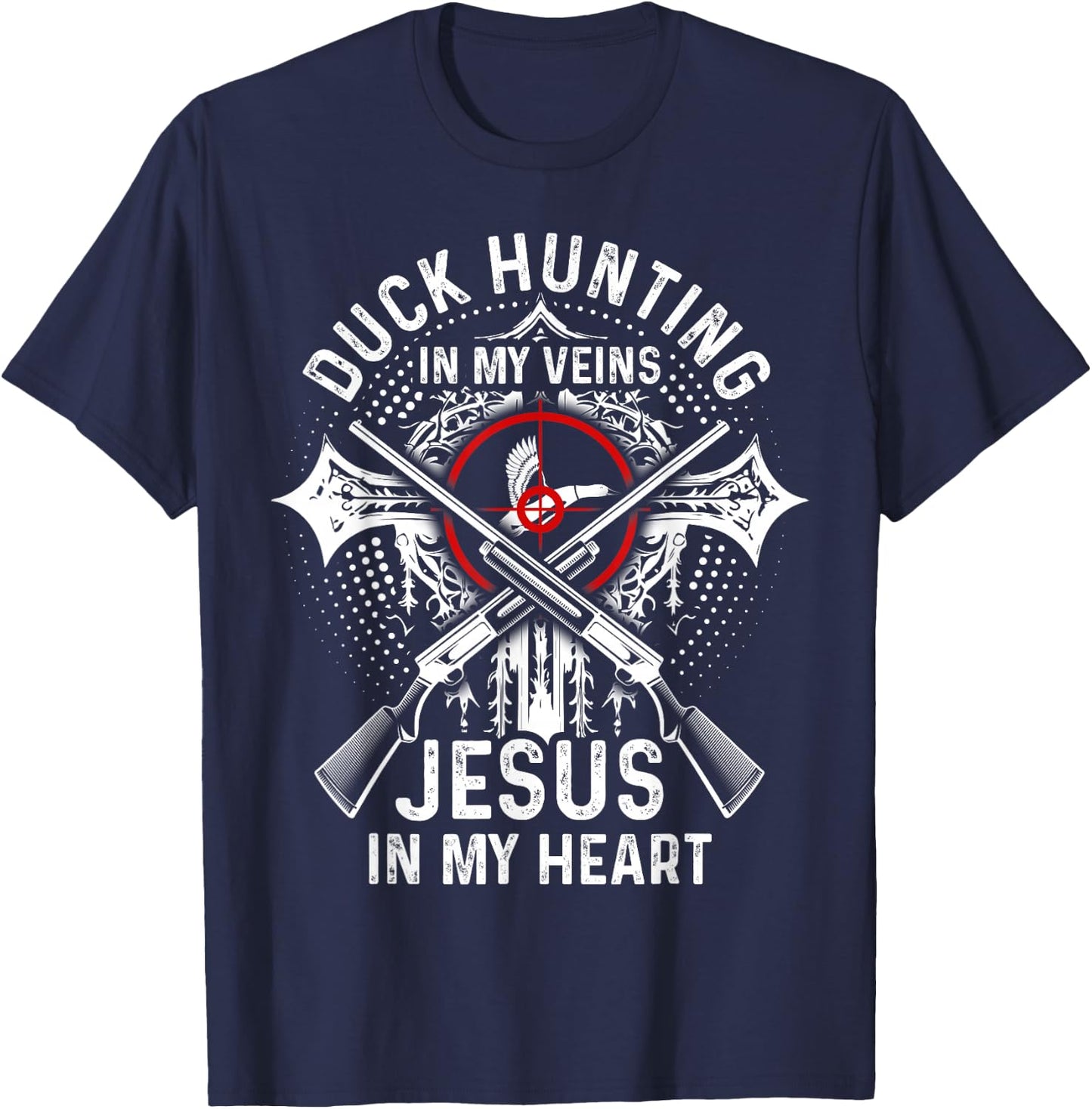 Duck Hunting Hunter Jesus Faith Christian Vintage Duck T-Shirt - T-Shirt | Navy