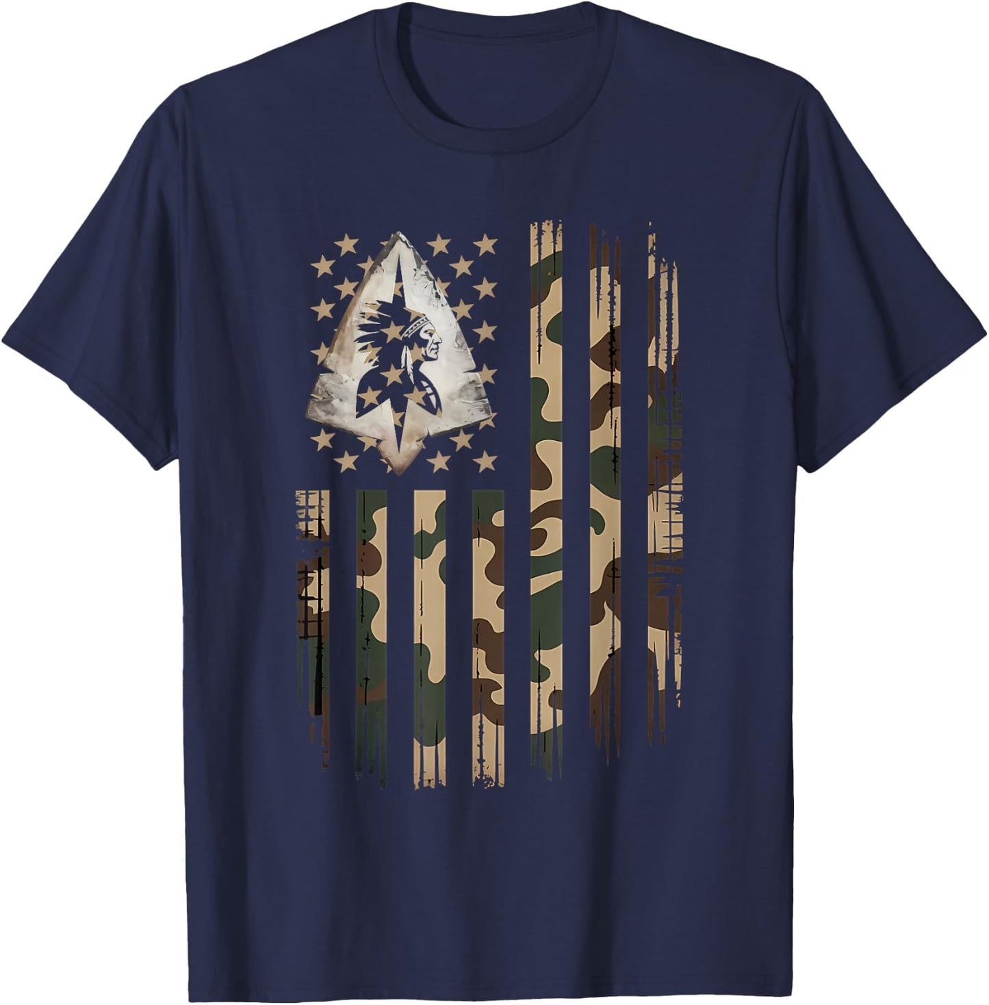 Arrowhead Hunting American Flag Arrowhead Hunter T-Shirt - T-Shirt | Navy