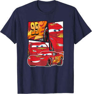 Pixar Cars Lightning McQueen Grid , black T-Shirt - T-Shirt | Navy