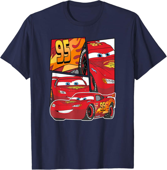 Pixar Cars Lightning McQueen Grid , black T-Shirt - T-Shirt | Navy