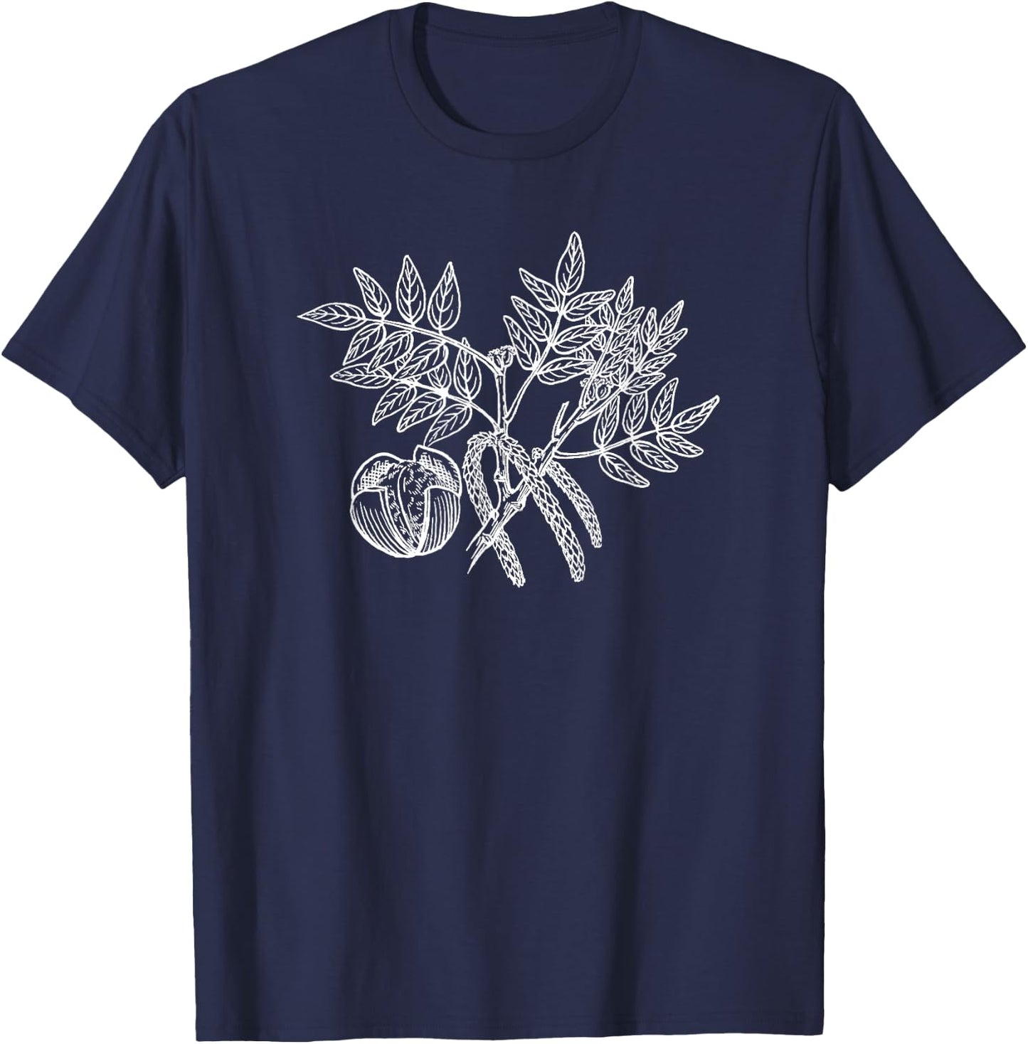 Walnut Nut Walnut Tree Leaves Botanist T-Shirt - T-Shirt | Navy