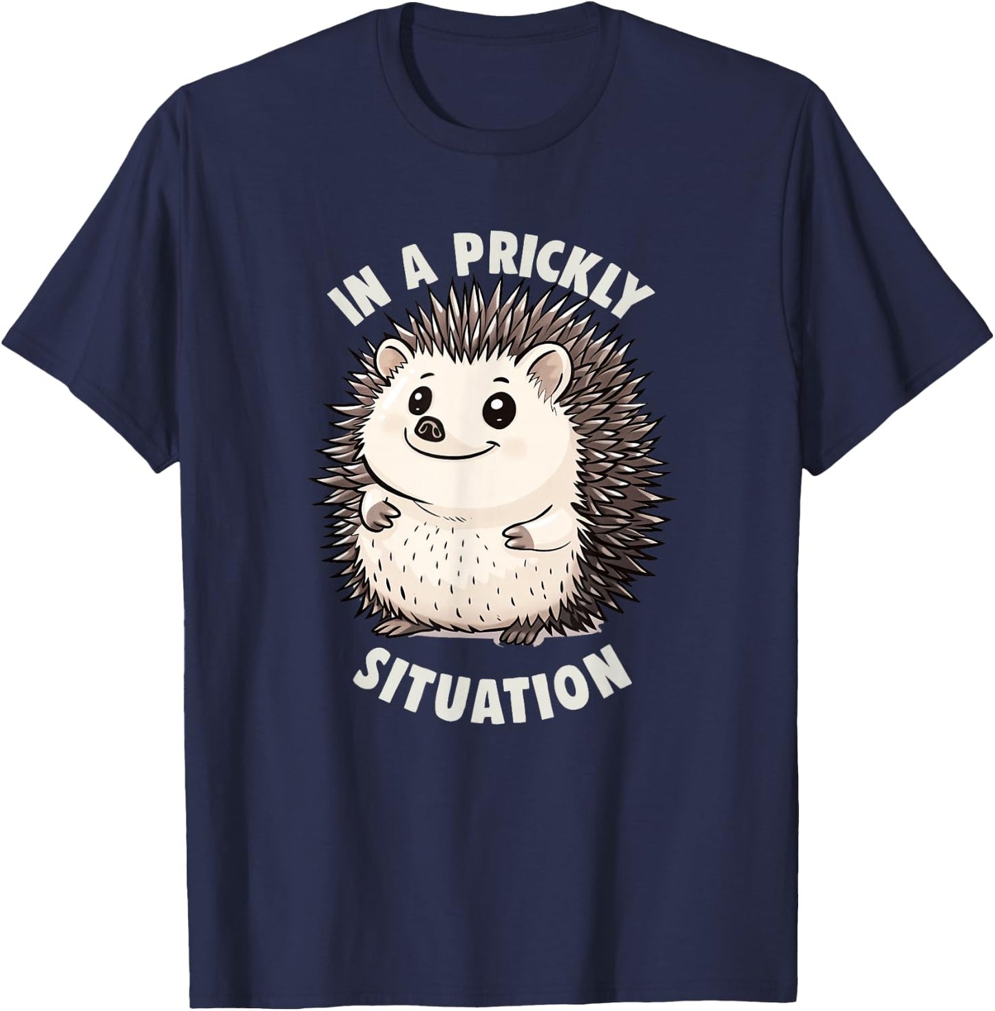 Cute Hedgehogs In A Prickly Situation Hedgehog T-Shirt - T-Shirt | Navy