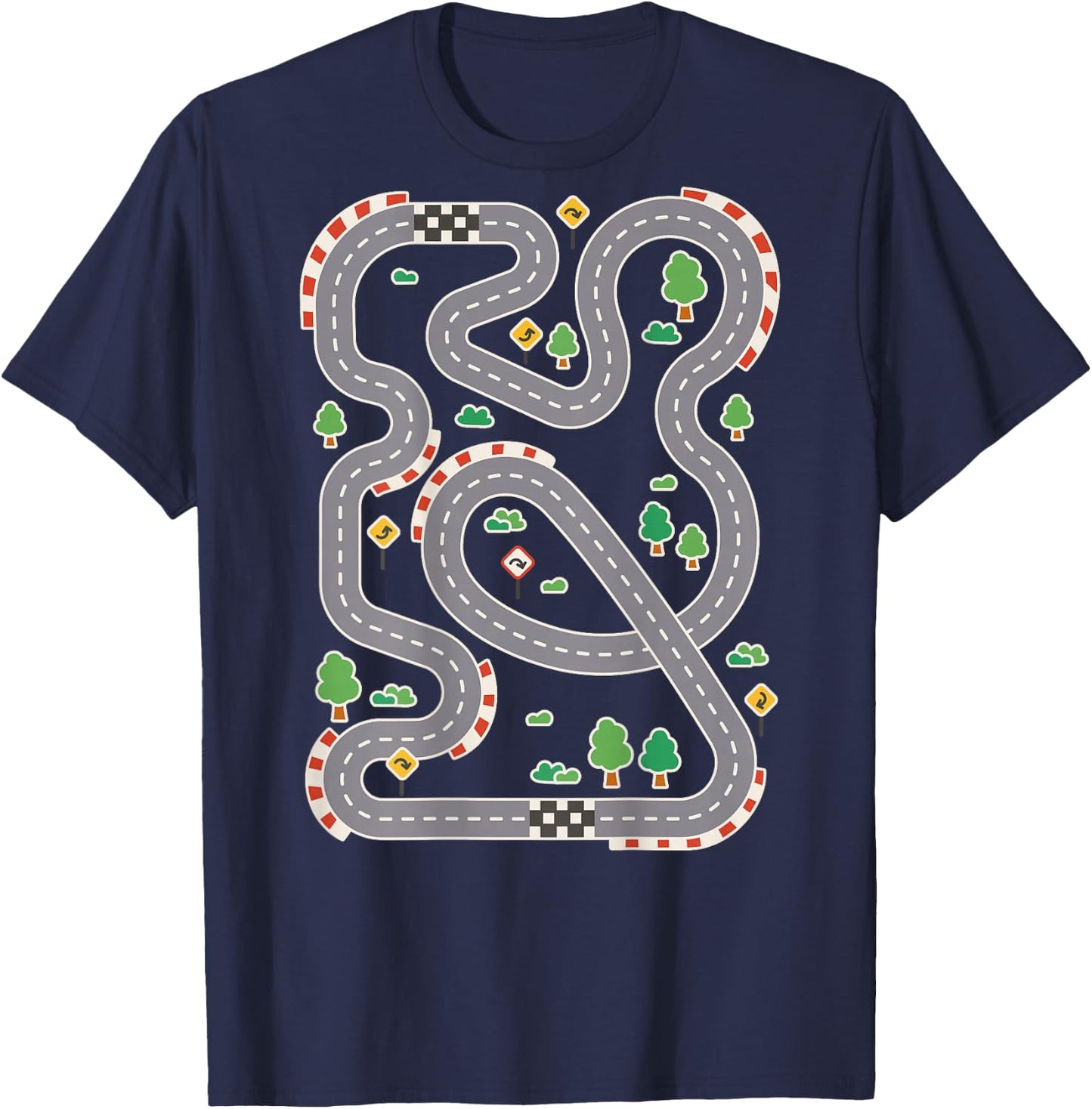 Cool Play Mat Car Racing Track Back Cute Father's Day T-Shirt - T-Shirt | Navy