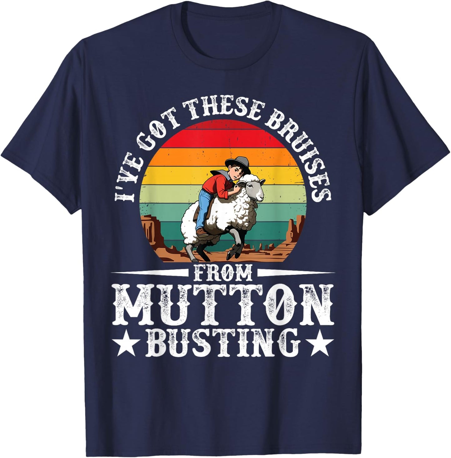 Mutton Buster Vest Rodeo Sheep Rider Mutton Busting T-Shirt - T-Shirt | Navy