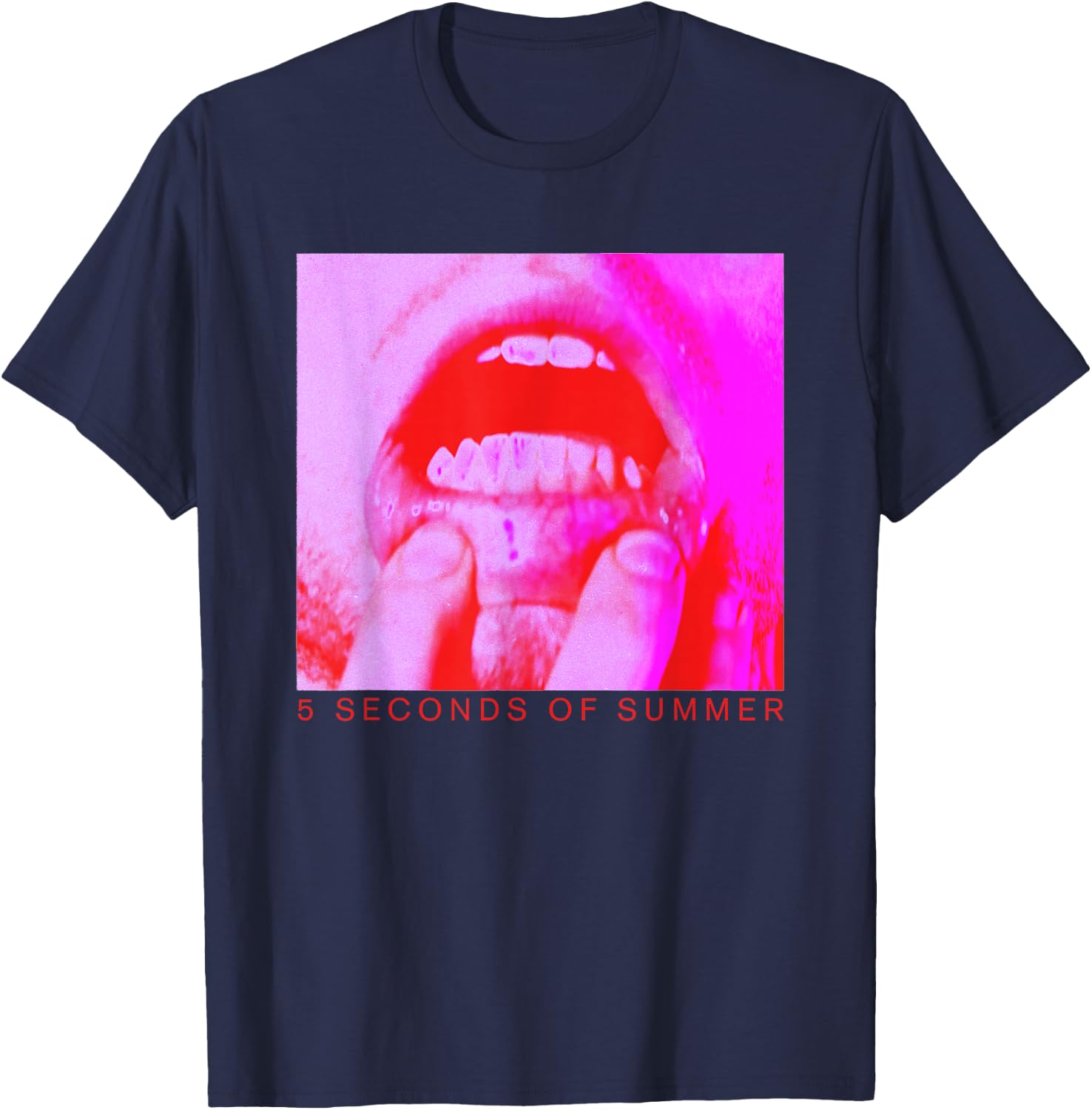 5 Seconds of Summer Lips T-Shirt - T-Shirt | Navy