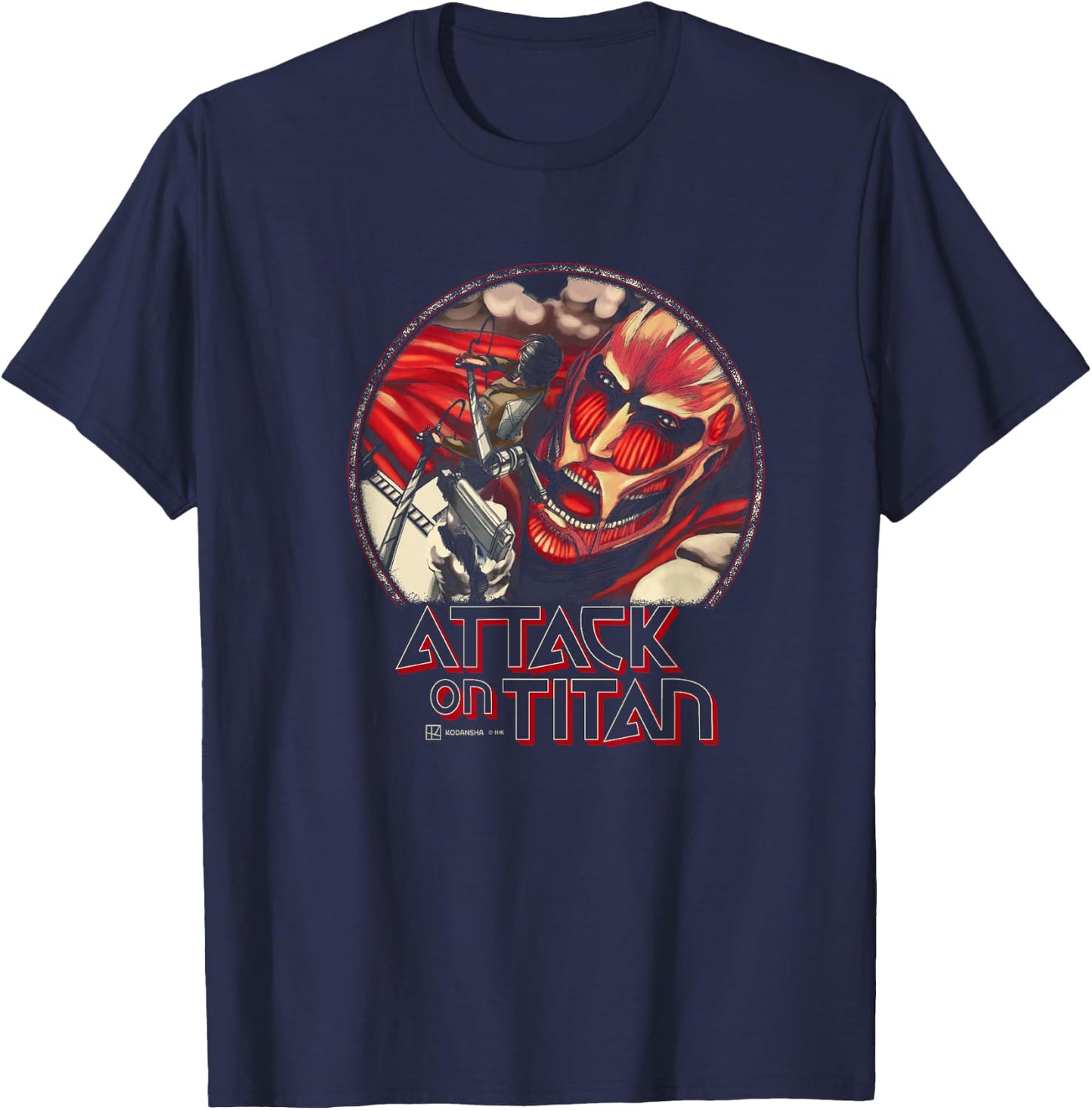 Attack on Titan Eren Yeager Vs Colossal Titan Comic Cover , Black, S T-Shirt - T-Shirt | Navy