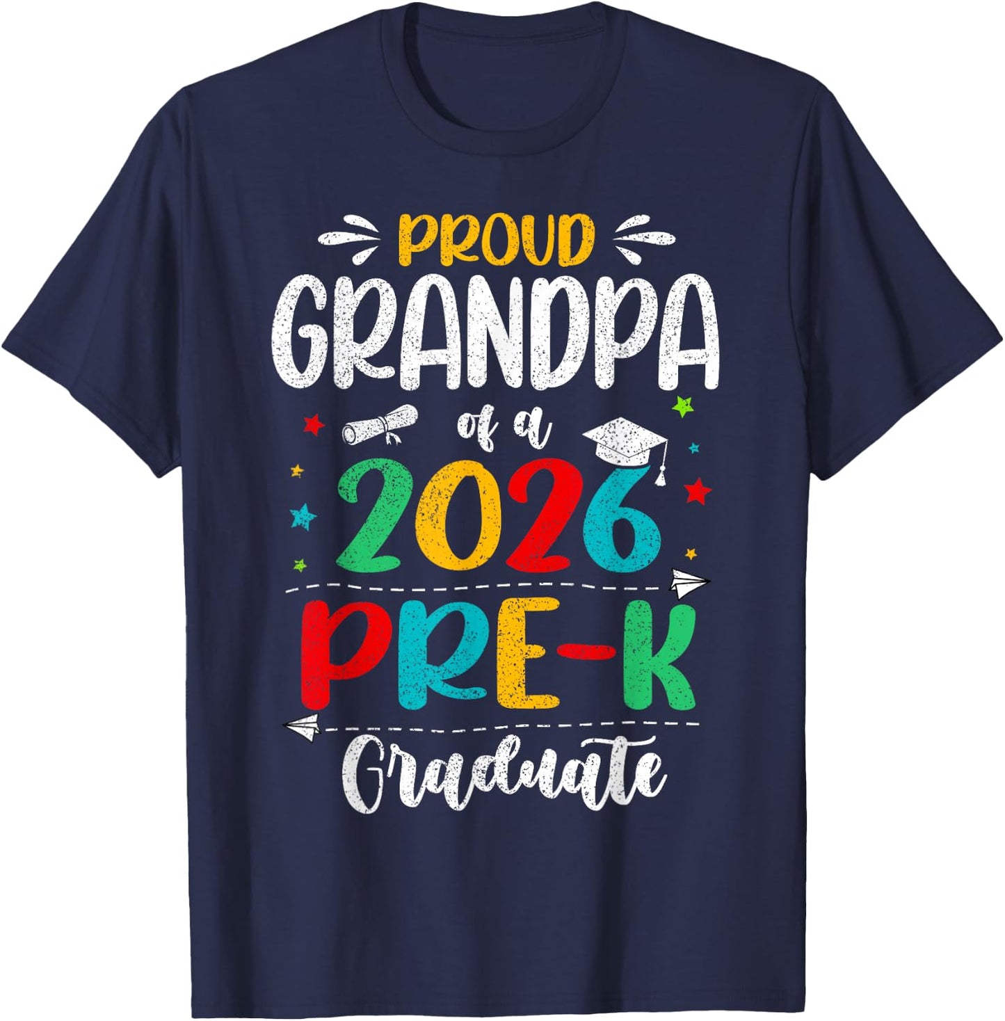 Proud Grandpa of A 2026 Pre K Graduate Boy Girl Kids T-Shirt - T-Shirt | Navy