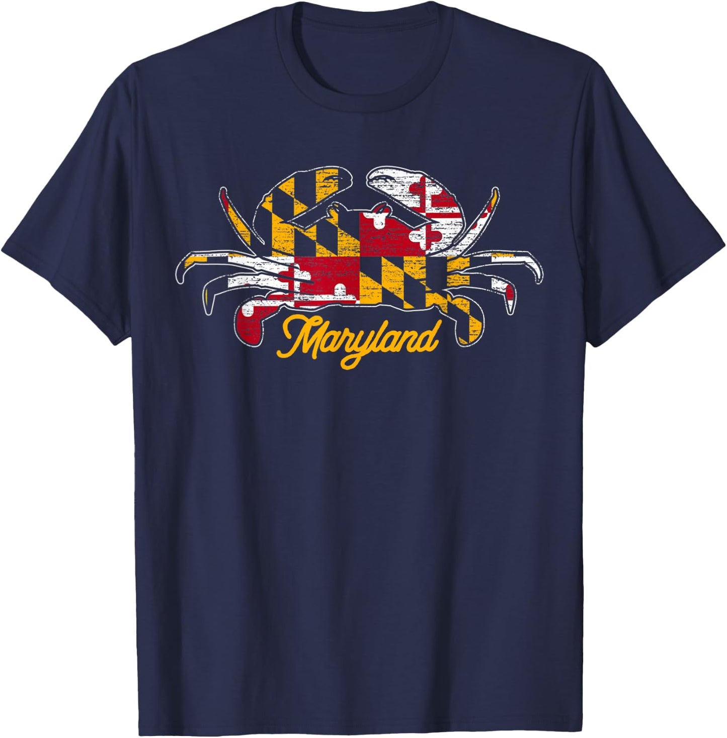 Maryland Crab Cute State Pride Flag T-Shirt - T-Shirt | Navy