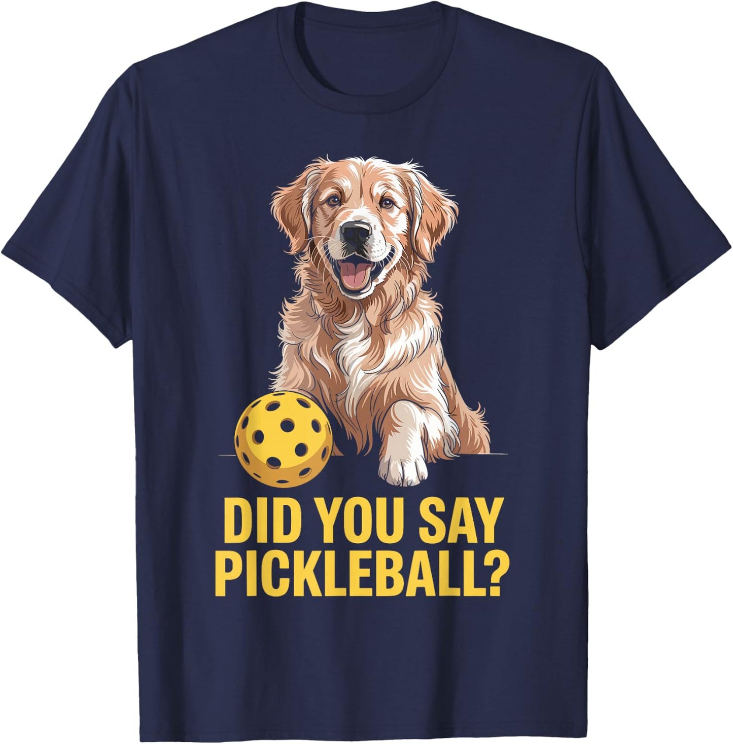 Golden Retriever Pickleball Court Dog Pup Player T-Shirt - T-Shirt | Navy