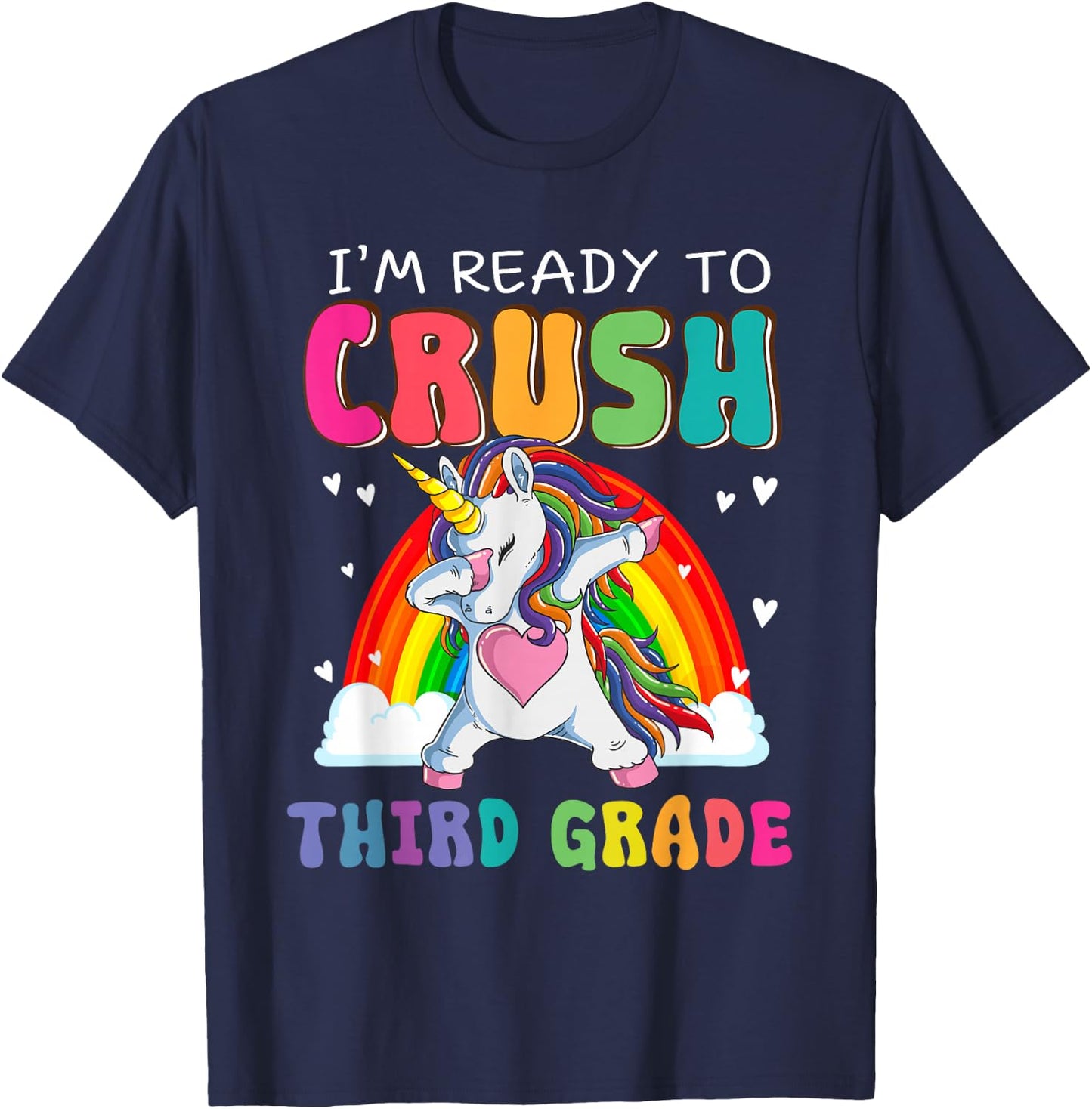 Crush Third Grade Dabbing Unicorn First Day Of School Girls T-Shirt - T-Shirt | Navy