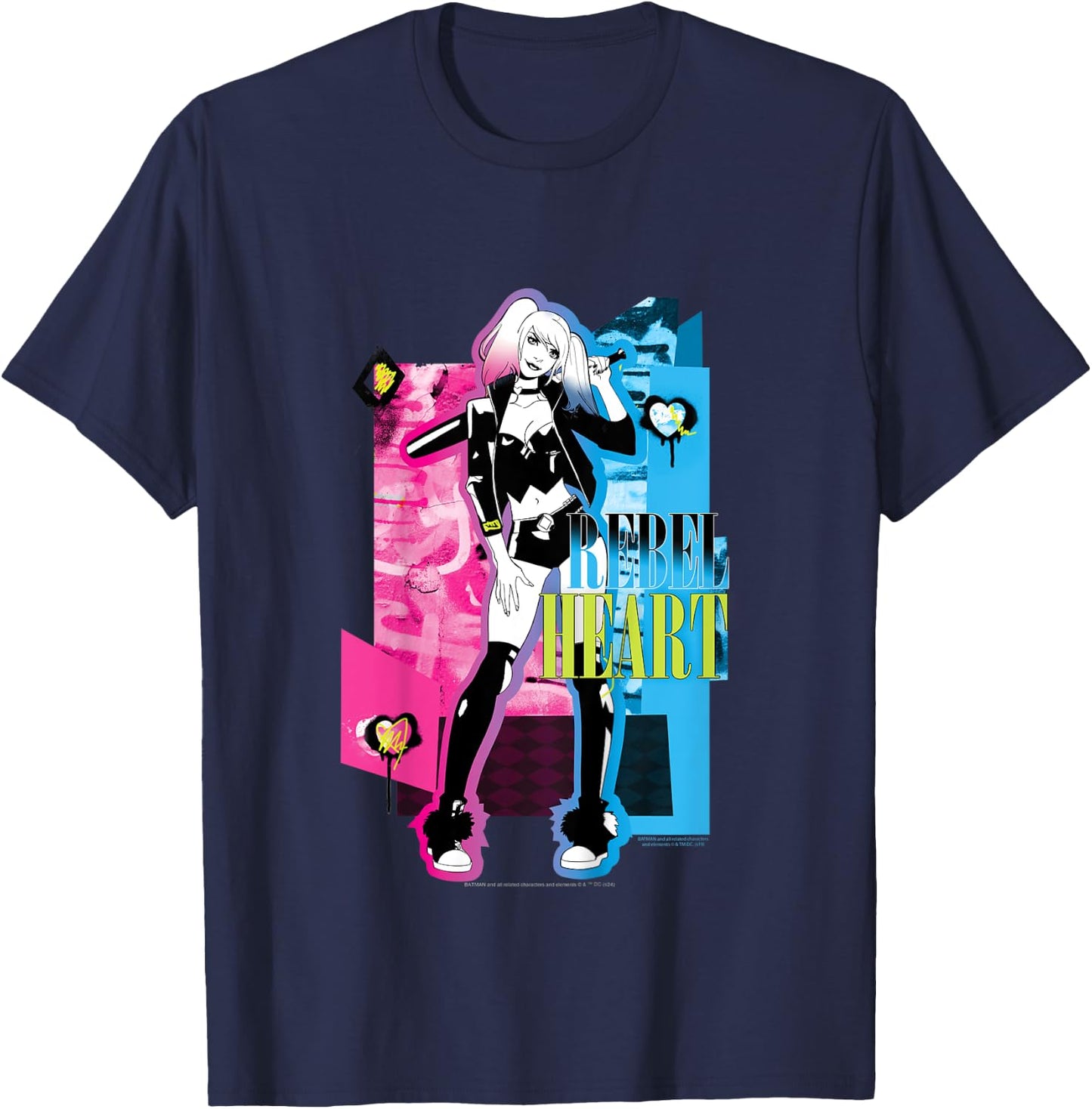 Kids Batman Harley Quinn Rebel Heart Camiseta , white, 2 T-Shirt - T-Shirt | Navy