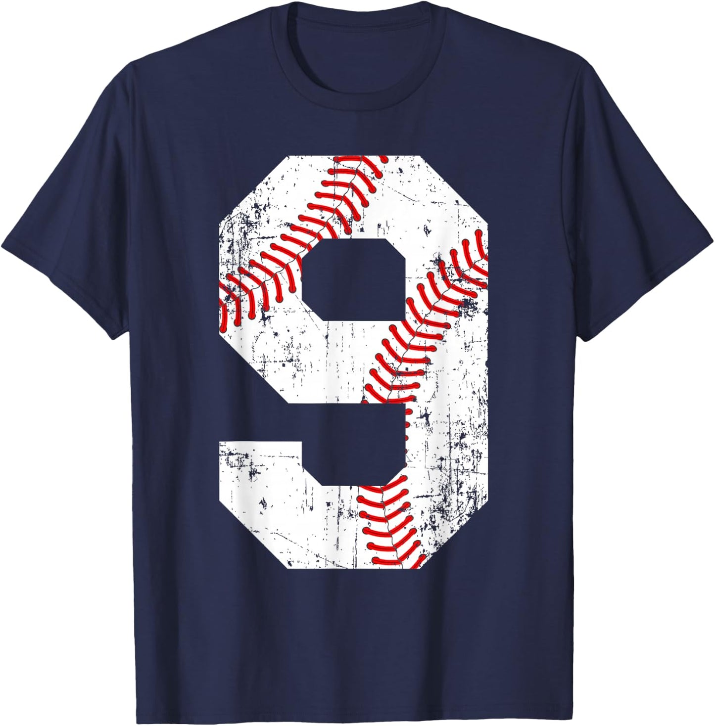 Vintage Baseball 9 Jersey Number T-Shirt - T-Shirt | Navy