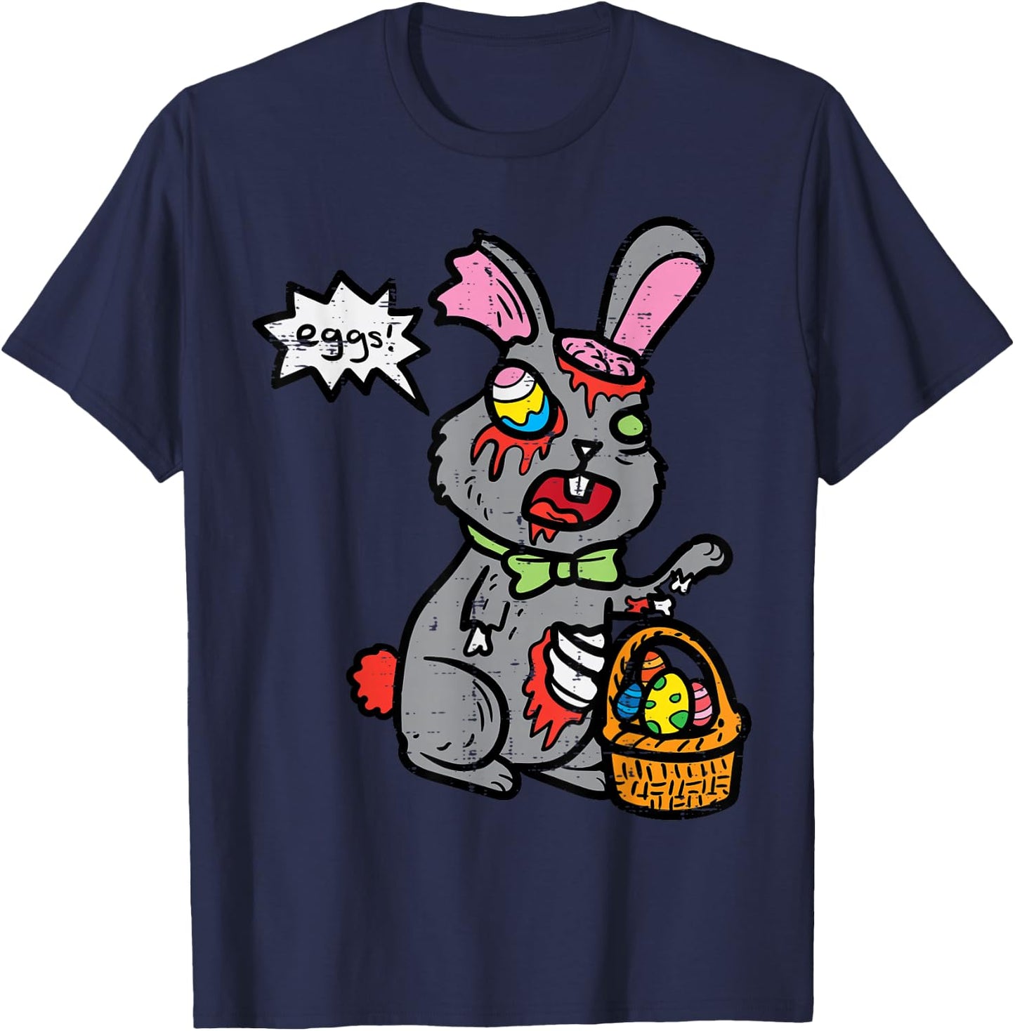 Easter Bunny Zombie Egg Hunting Funny Rabbit Men Women Kids T-Shirt - T-Shirt | Navy