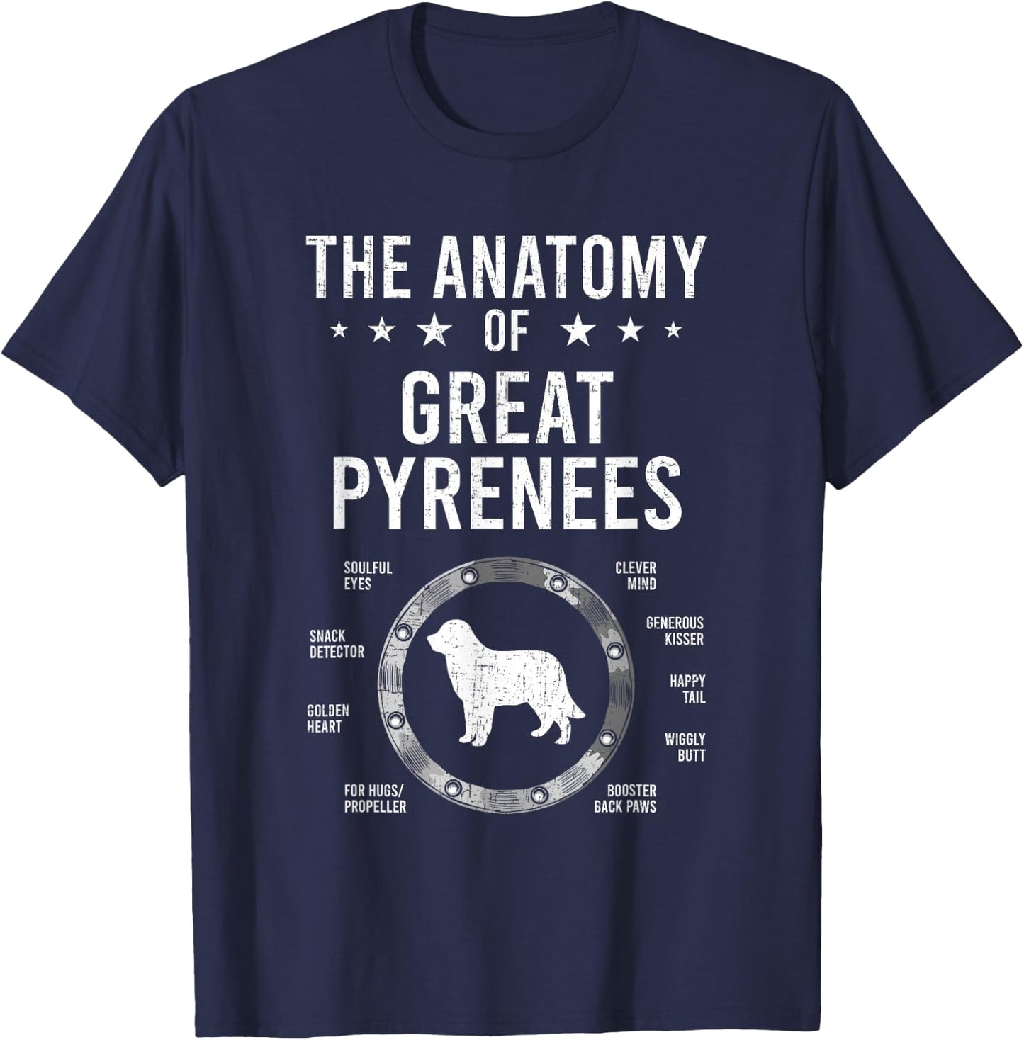 Anatomy of Great Pyrenees Dog Lover T-Shirt - T-Shirt | Navy