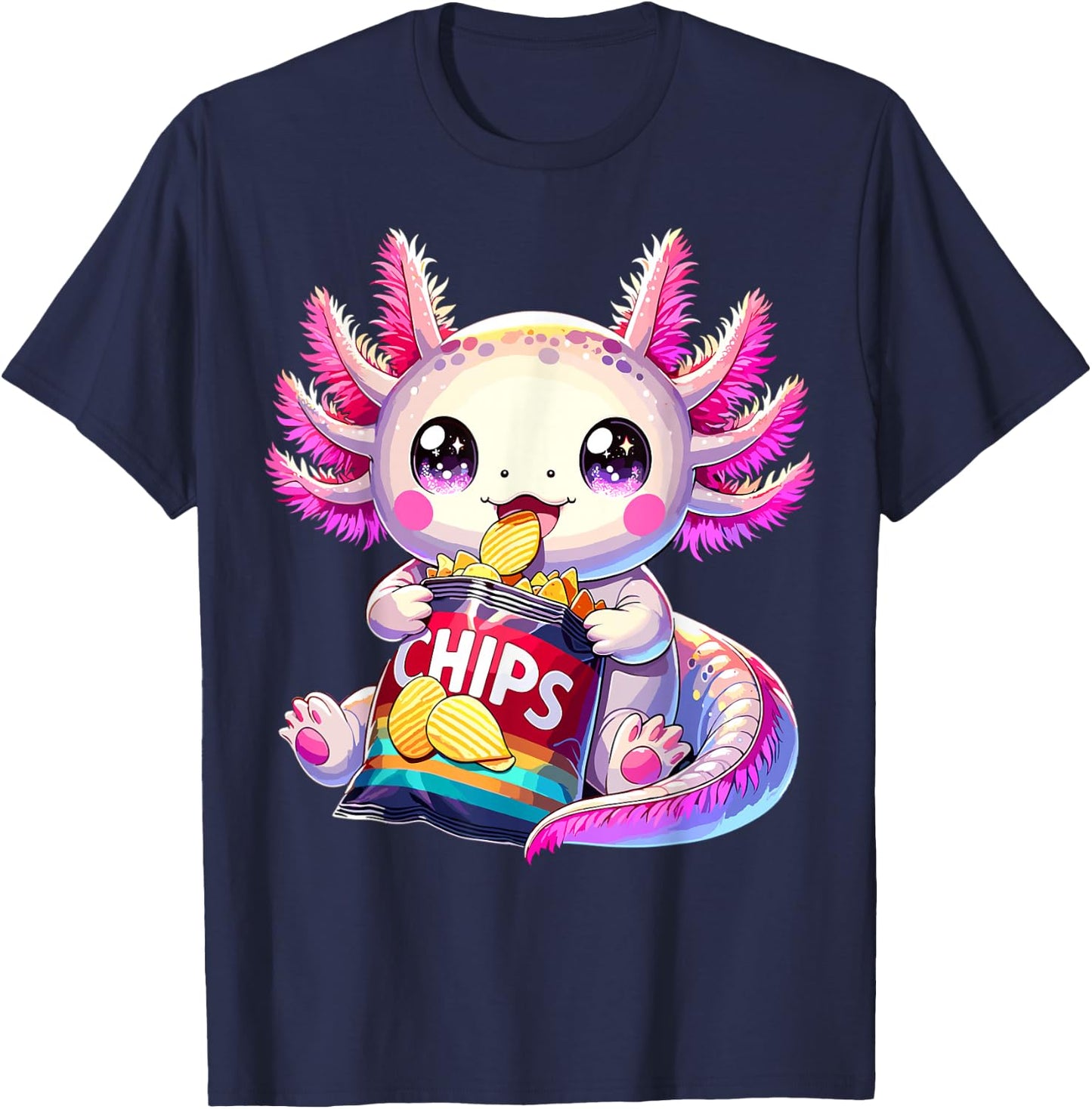 Axolotl Snaxolotl Anime Cute Kawaii Axolotl T-Shirt - T-Shirt | Navy