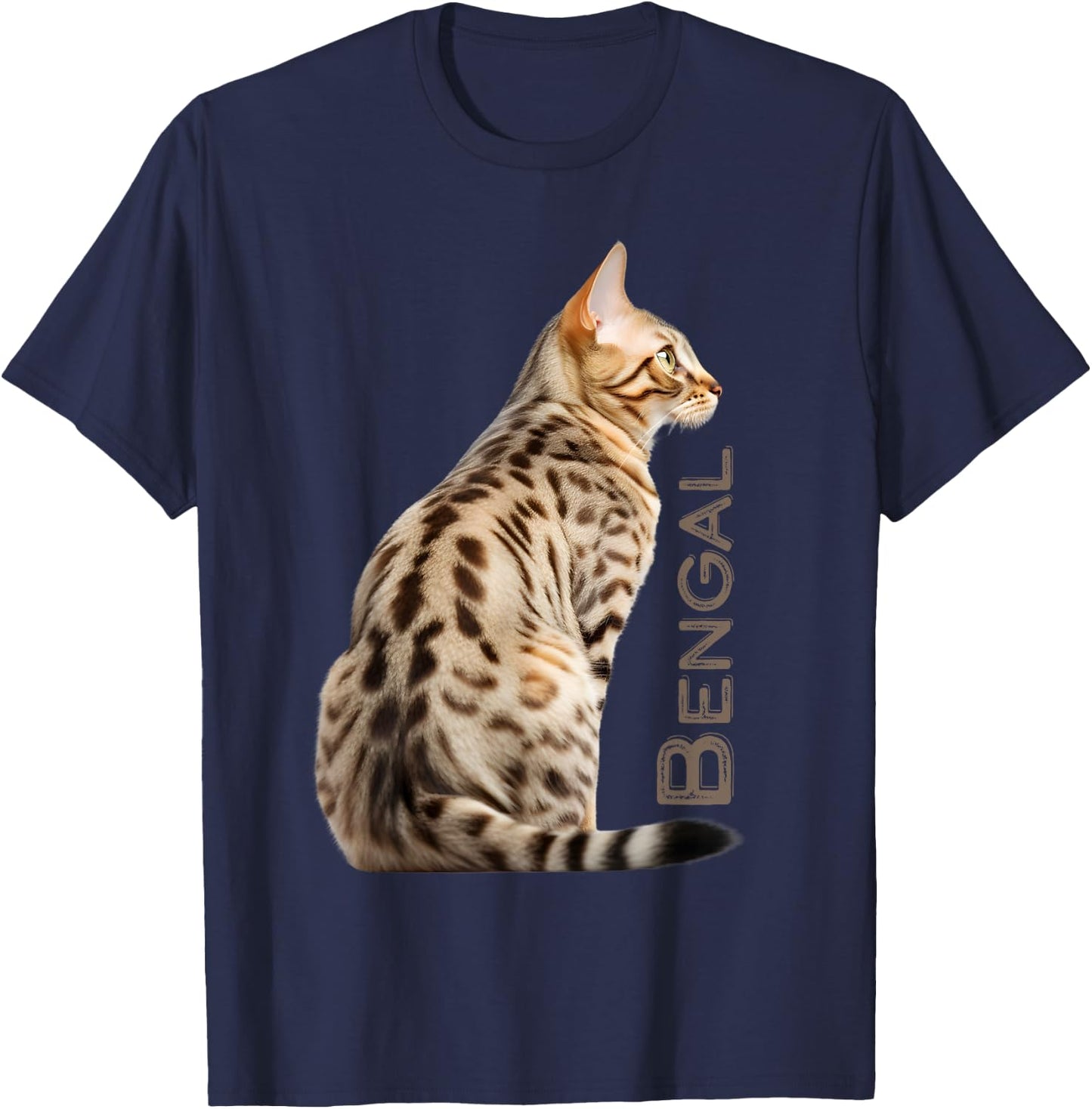 Bengal Breed Cat Dad Leopard Print Spotted Kitty Men Women T-Shirt - T-Shirt | Navy