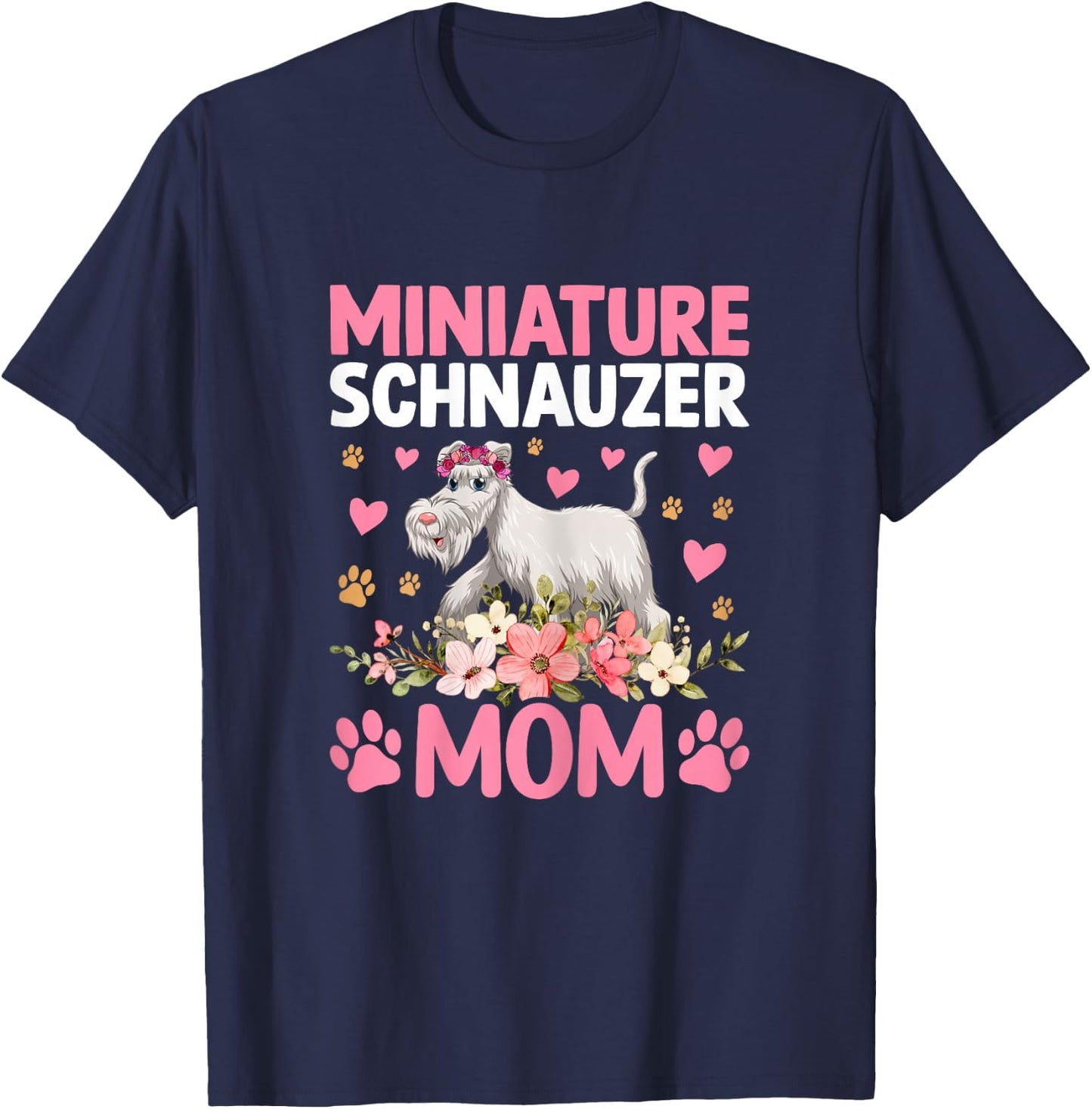 Miniatur Schnauzer Mom Pet - Dog Breed Pet Paw T-Shirt - T-Shirt | Navy