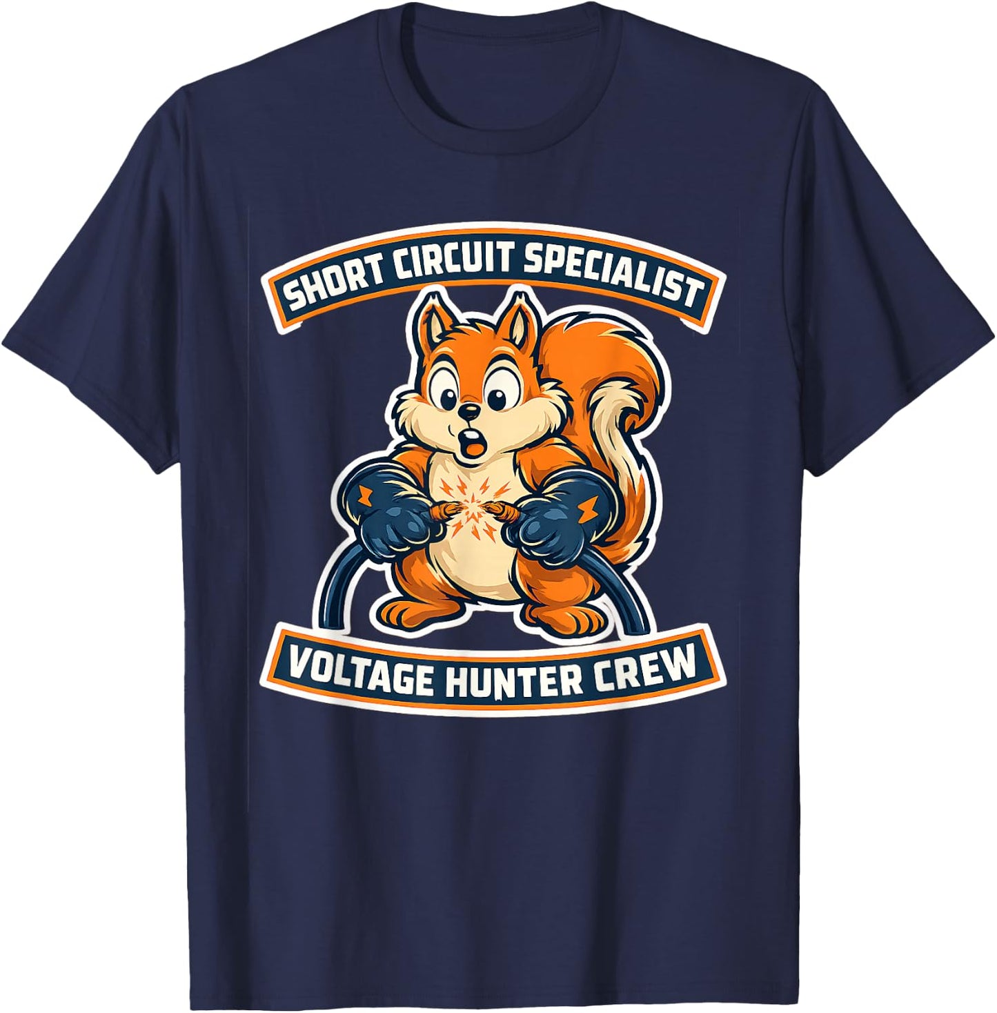 Cute Squirrel Short Circuit Specialist Electrician Art T-Shirt - T-Shirt | Navy