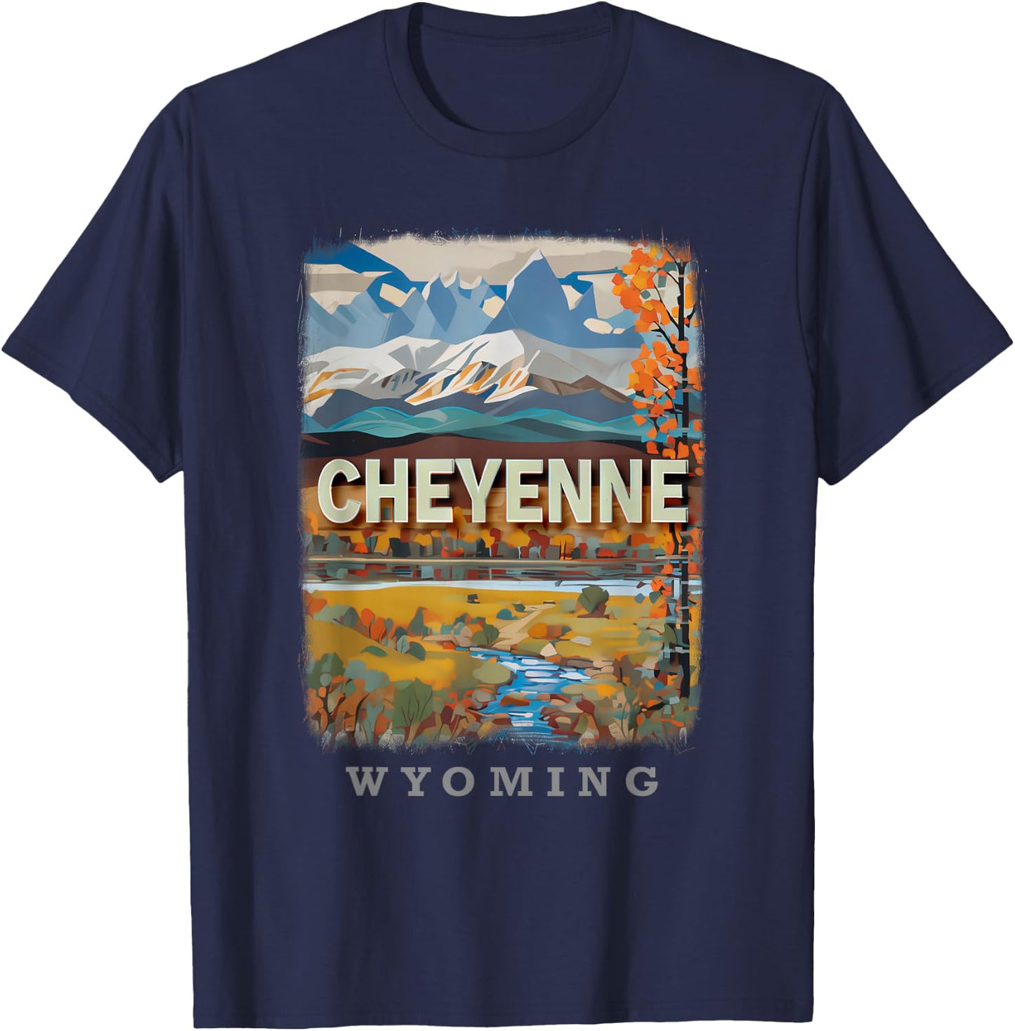 Cheyenne Wyoming WY Breathtaking Landscape SD319 T-Shirt - T-Shirt | Navy