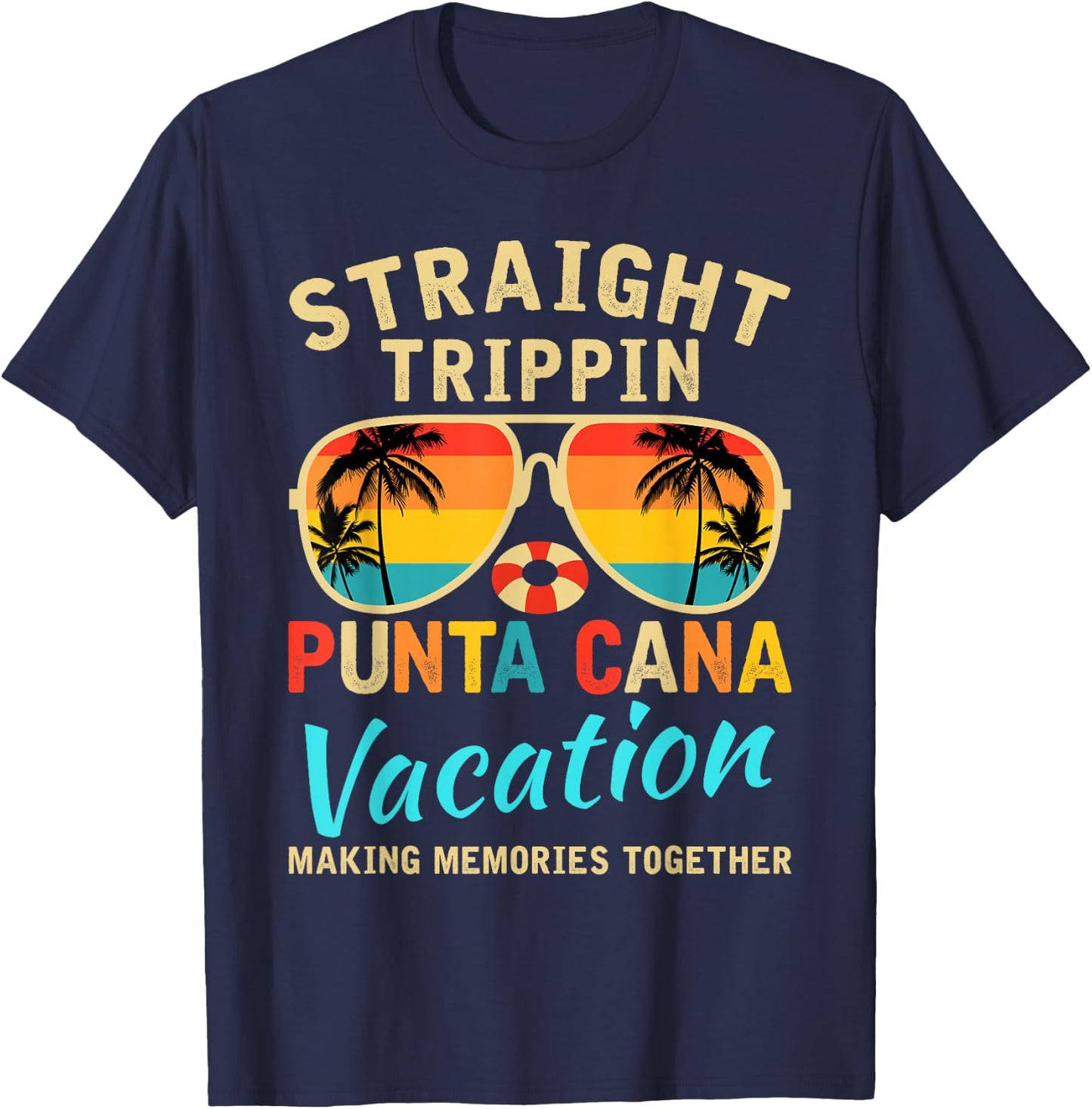 Straight Trippin Punta Cana 2026 Beach Summer Vacation Trip T-Shirt - T-Shirt | Navy