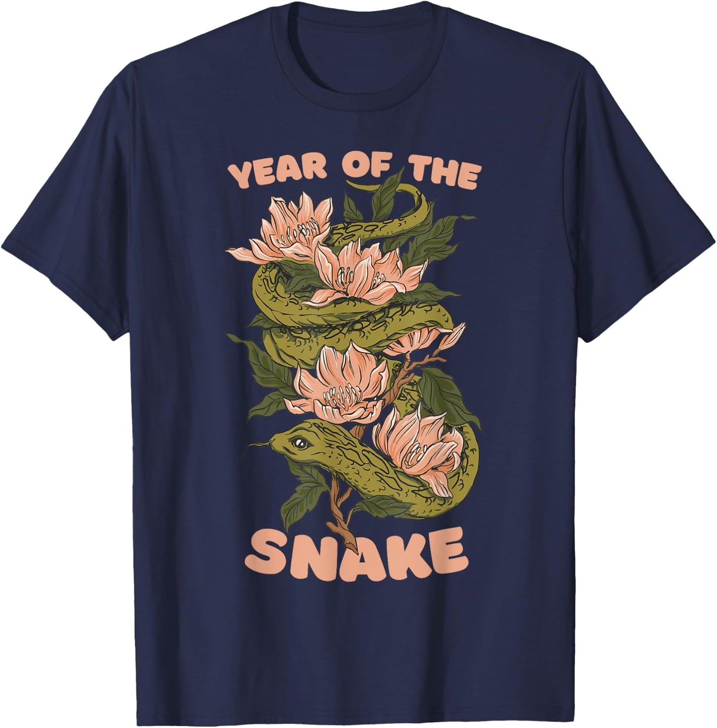 Celebrate Chinese New Year of the Snake 2025 Floral Flowers T-Shirt - T-Shirt | Navy