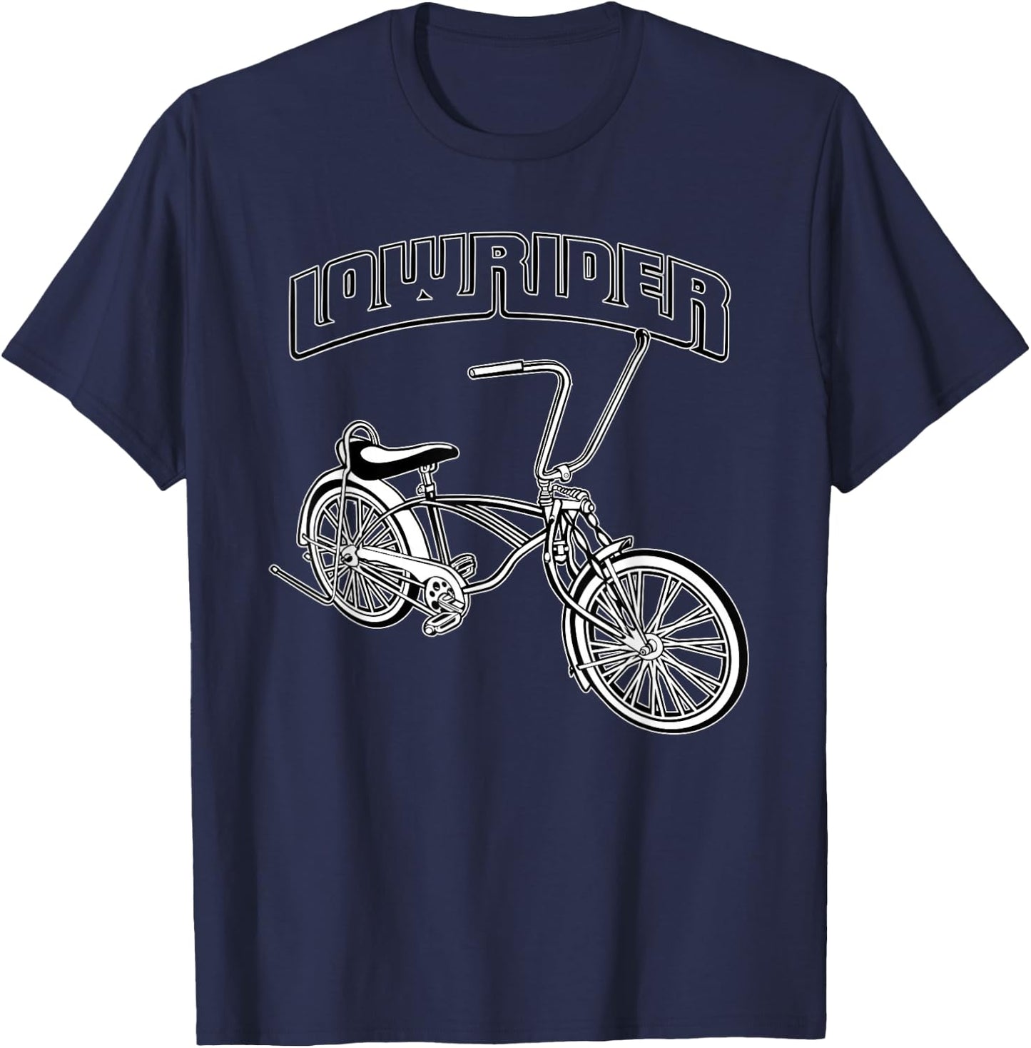 Low Rider Bicycle . Chicano Cholo Lowrider Bike T-Shirt - T-Shirt | Navy