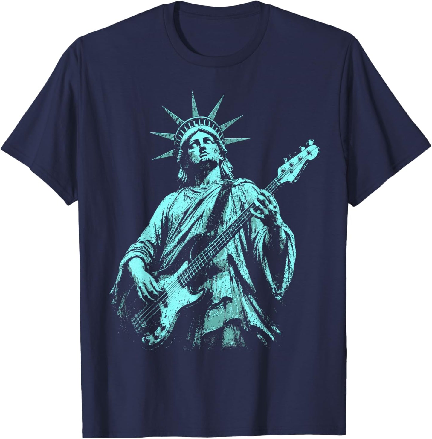 4th of July Statue of Liberty Bass 1776 2026 T-Shirt - T-Shirt | Navy