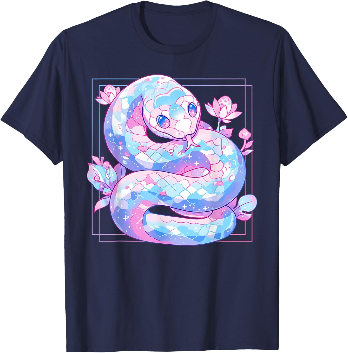 Kawaii Pastel Goth Snake Cute Scary Aesthetic Harajuku T-Shirt - T-Shirt | Navy