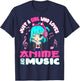 Anime and Music Girl for Teen chibi graphic funny T-Shirt - T-Shirt | Navy