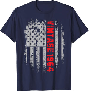 Live Legend 60 years Old Vintage 1964 American Flag Birthday T-Shirt - T-Shirt | Navy