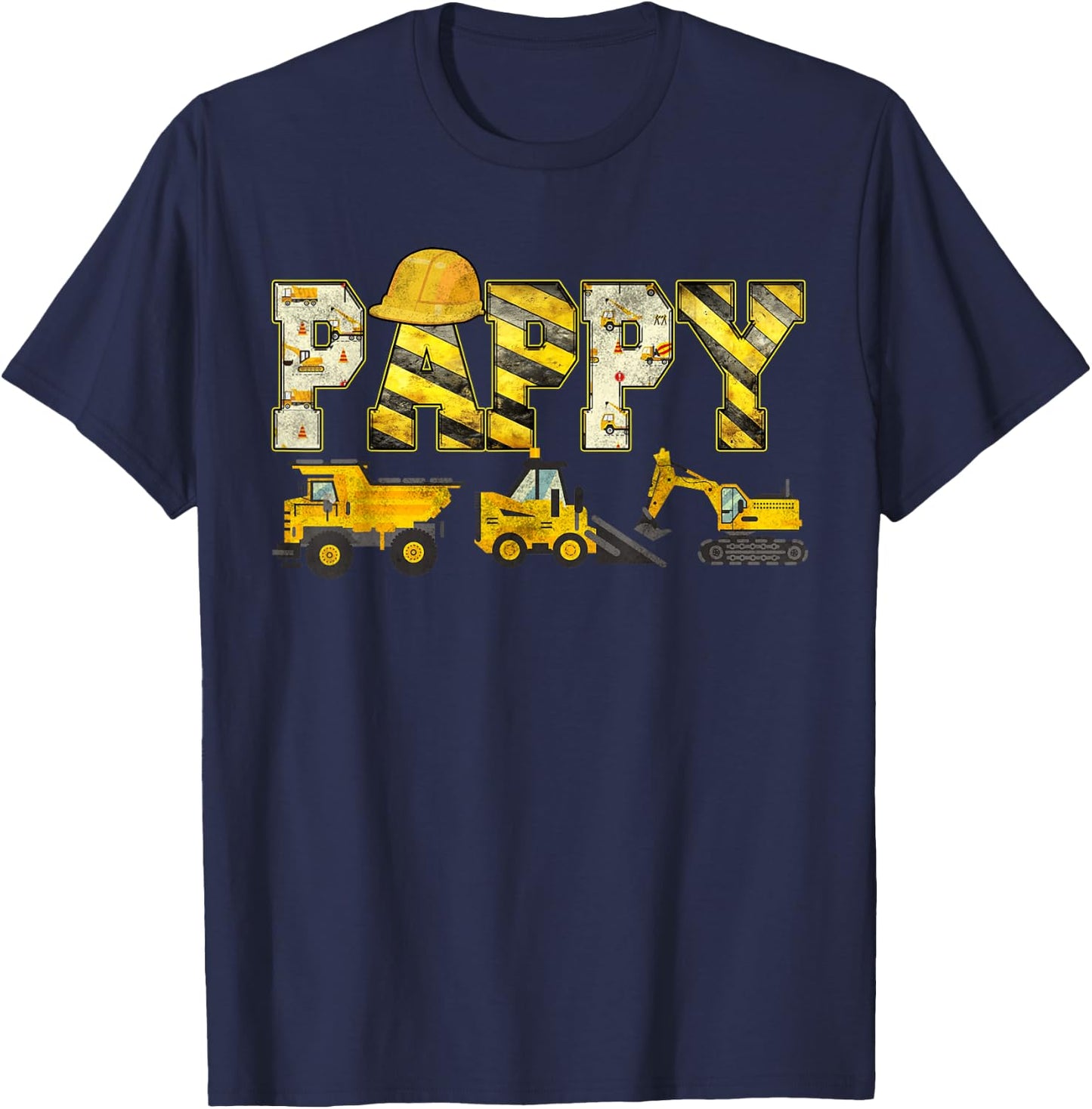 Pappy Construction Excavator Kids Matching Family Party T-Shirt - T-Shirt | Navy