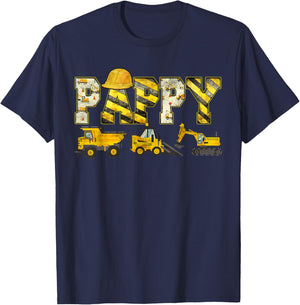 Pappy Construction Excavator Kids Matching Family Party T-Shirt - T-Shirt | Navy