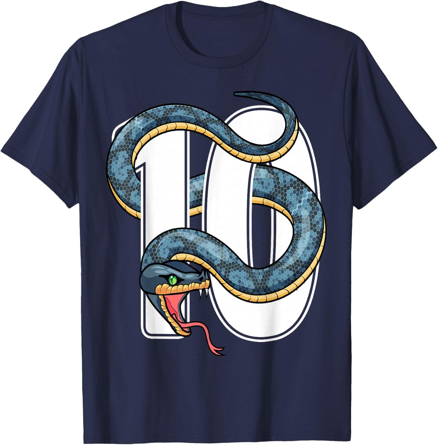 10th Birthday Snake Lover Ten 10 Year Old Birthday Boy Girl T-Shirt - T-Shirt | Navy