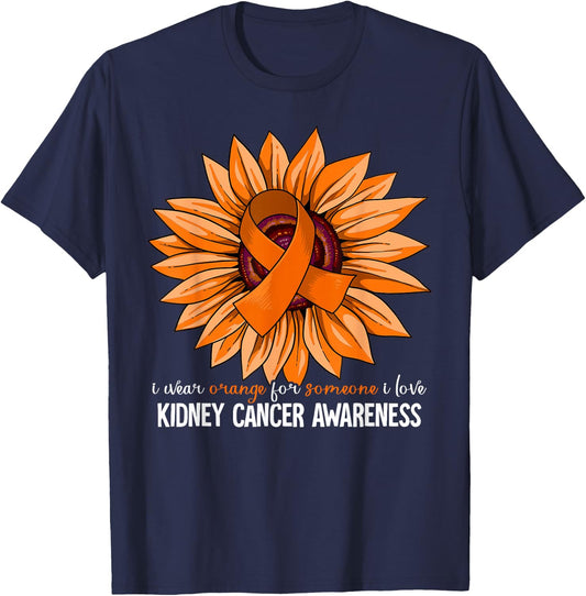 Kidney Cancer Gifts Kidney Cancer Awareness - -Adults, Black, Small, Short Sleeve, Classic Fit T-Shirt - T-Shirt | Navy