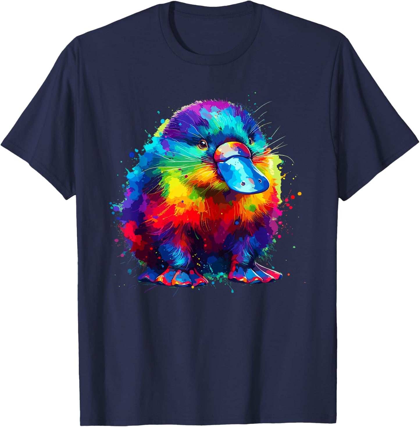 Colorful Splash Art Platypus Platypuses Duckbill T-Shirt - T-Shirt | Navy