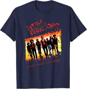 Warriors One Gang - Herren & Damen, Schwarz, S, Kurzarm, Klassische Passform, Streetwear, , mit Rundhalsausschnitt, Baumwolle 60%, Polyester 40% T-Shirt - T-Shirt | Navy