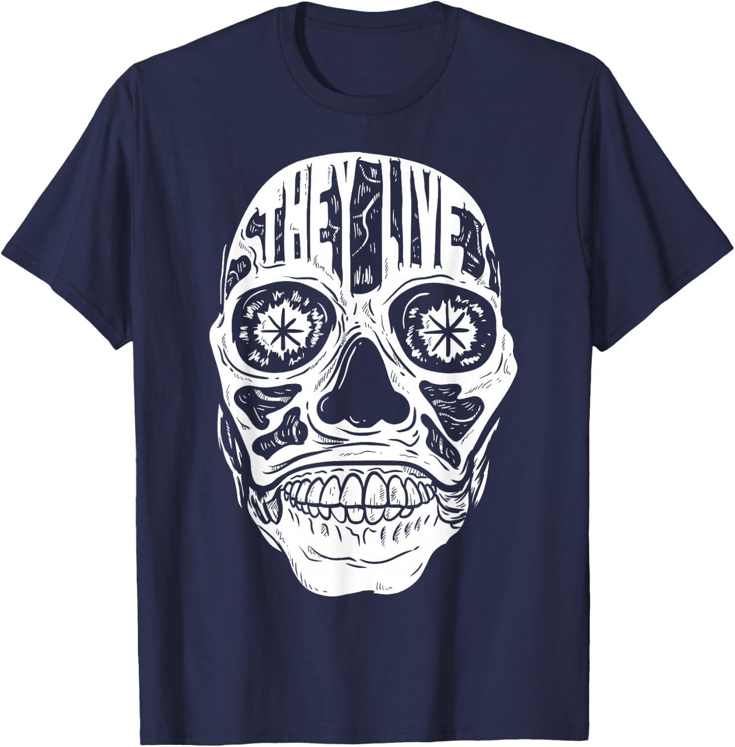 They Live Alien Face Fill T-Shirt - T-Shirt | Navy