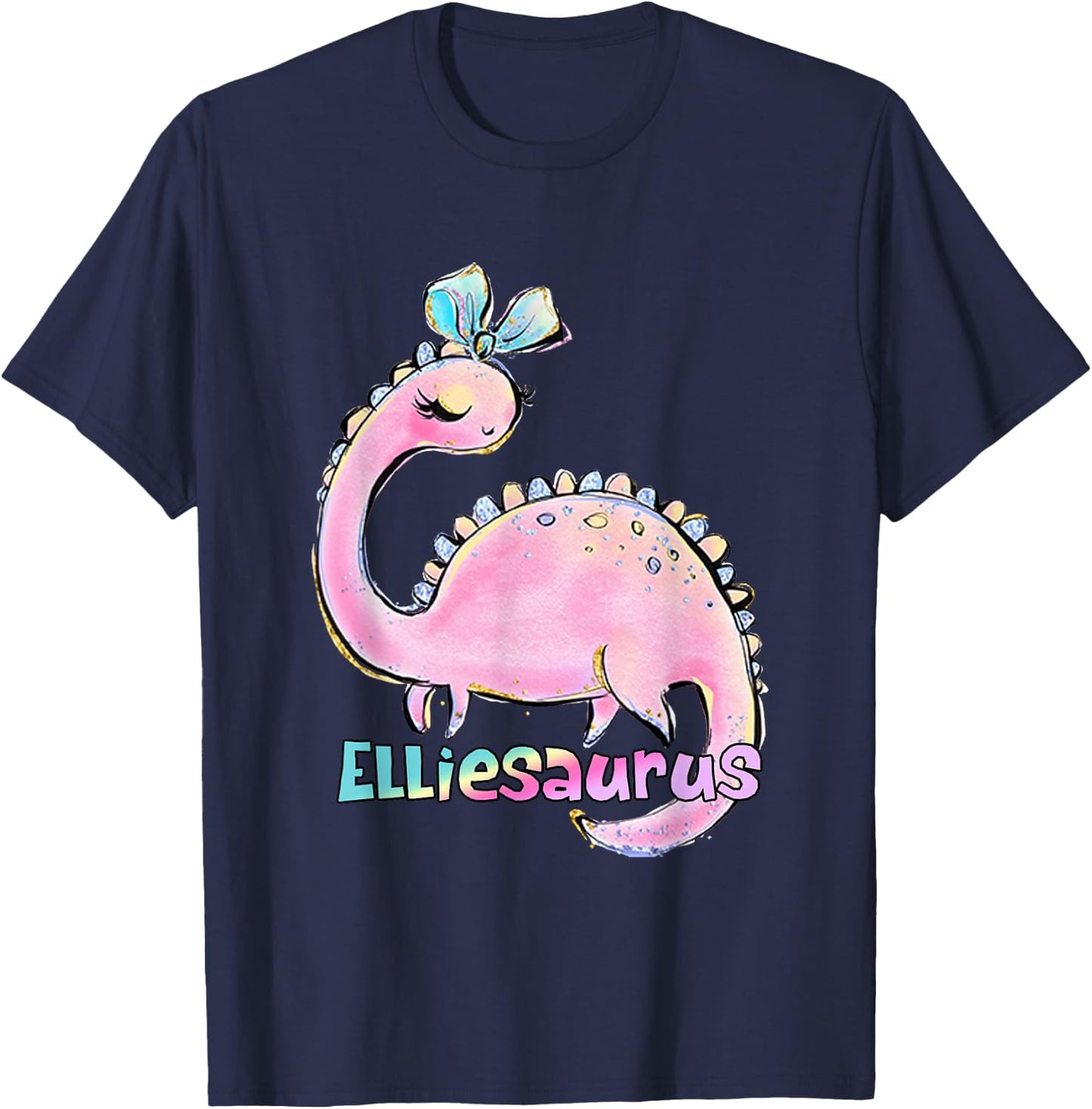 Ellie Name Shirt Girl Dinosaur Birthday Eleanor Elliesaurus T-Shirt - T-Shirt | Navy