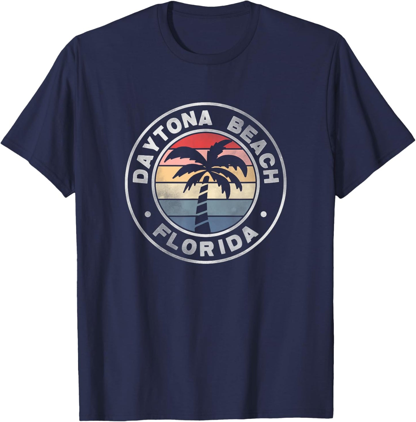 Daytona Beach Florida Sunset Palm Trees Beach Retro Women T-Shirt - T-Shirt | Navy