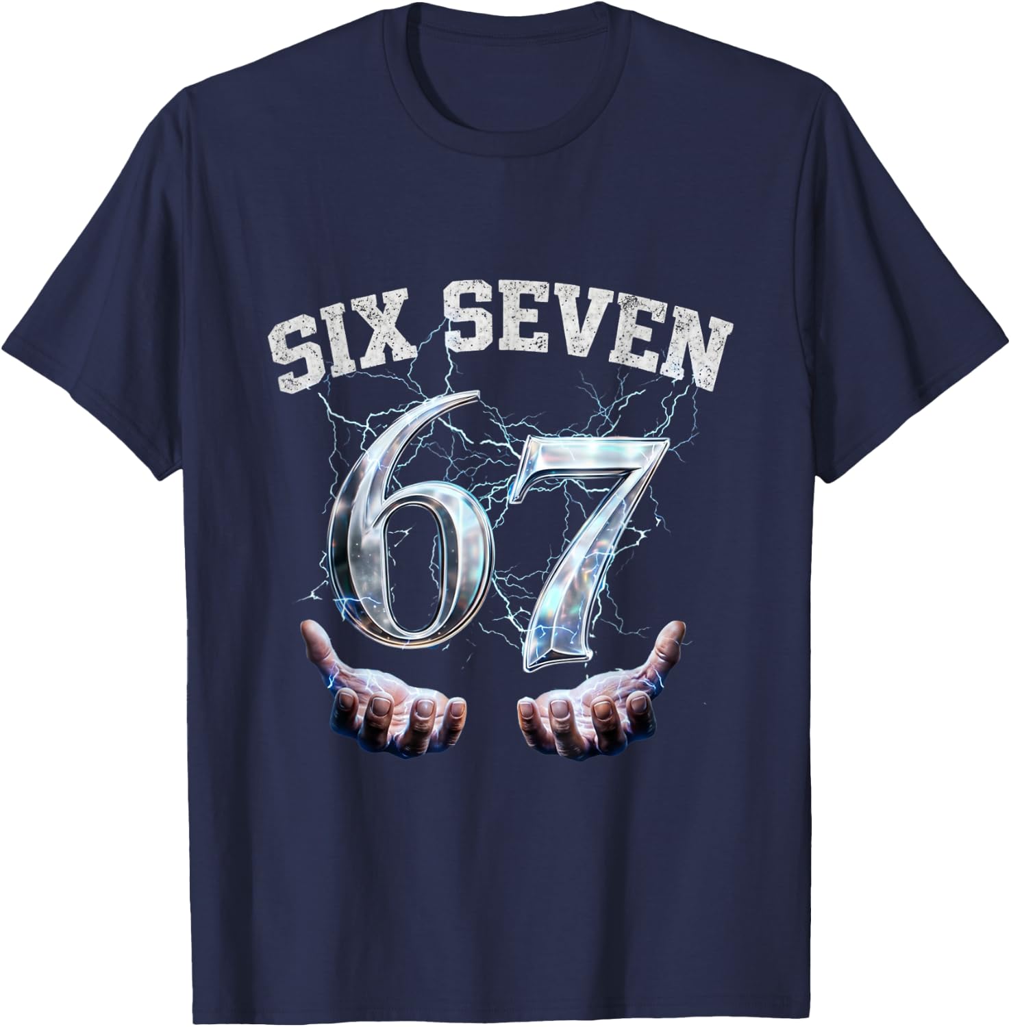 Six Seven 67 Meme Lustiges Zahlen Design T-Shirt - T-Shirt | Navy