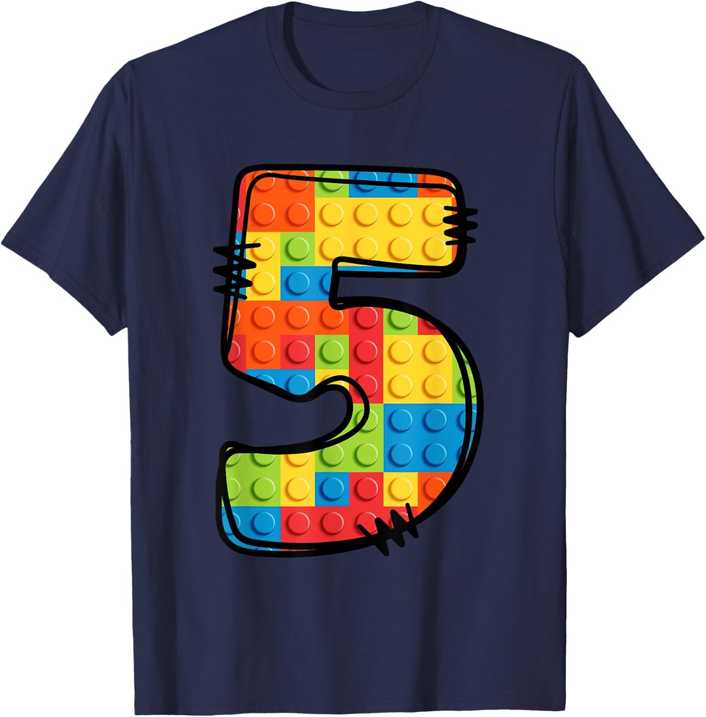 5 Year Old Blocks Building Master Builder 5th Birthday T-Shirt - T-Shirt | Navy