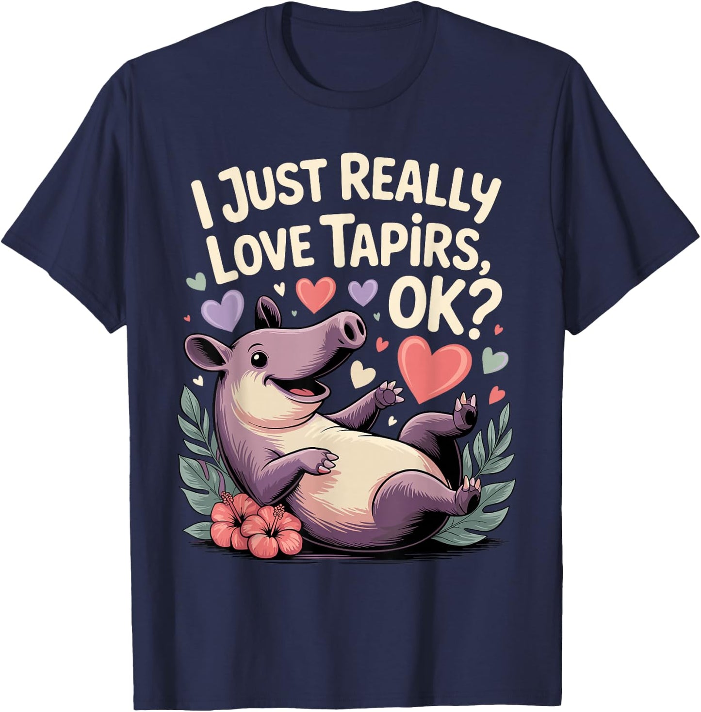 Cute Tapir Design Women Kids Animal Tapir Lovers T-Shirt - T-Shirt | Navy
